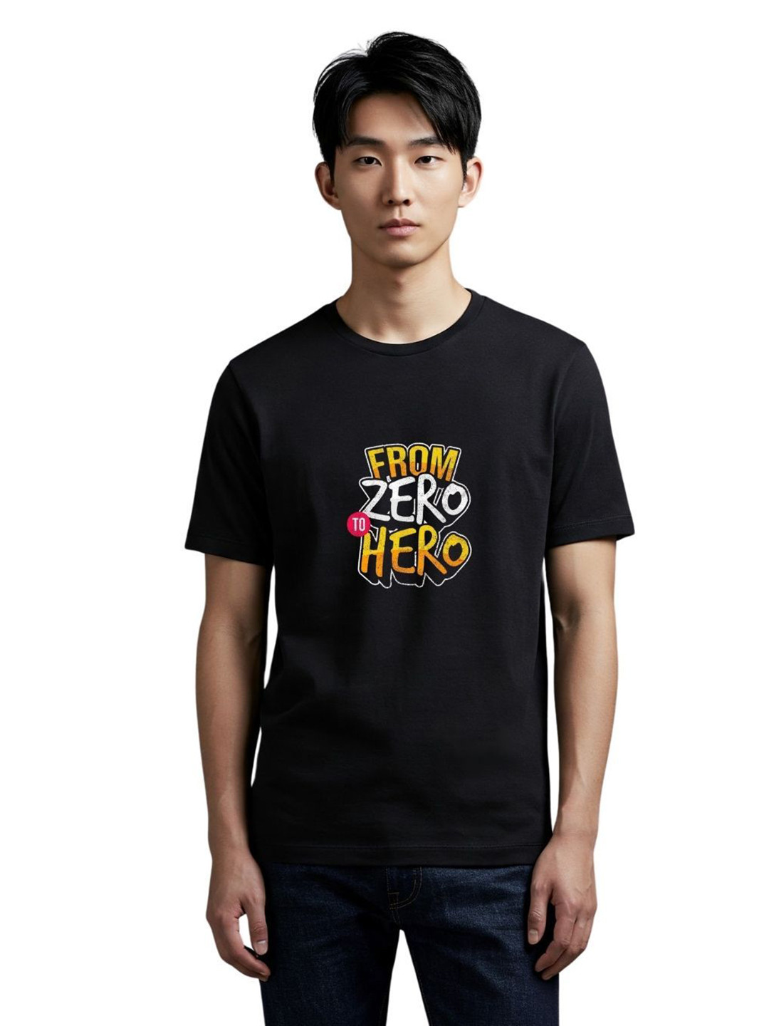 PULP Men's Inspirational 'From Zero to Hero' Black Tee