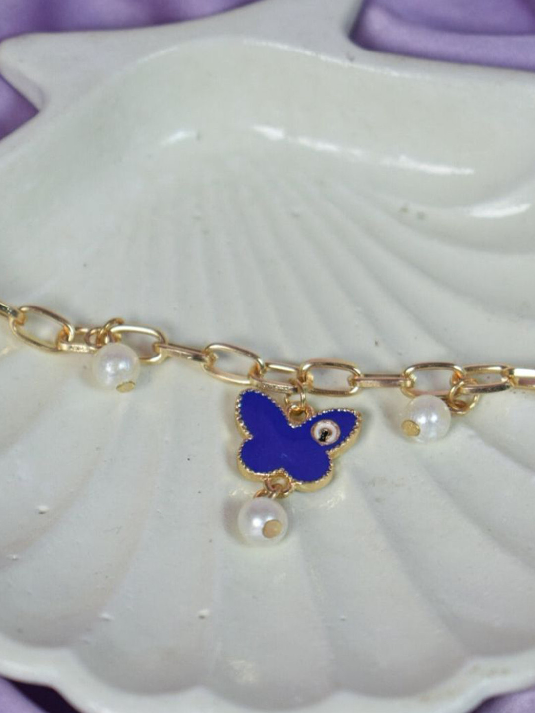 SALTY Pack of 2 Women Butterfly Painted Evil Eye Bracelet