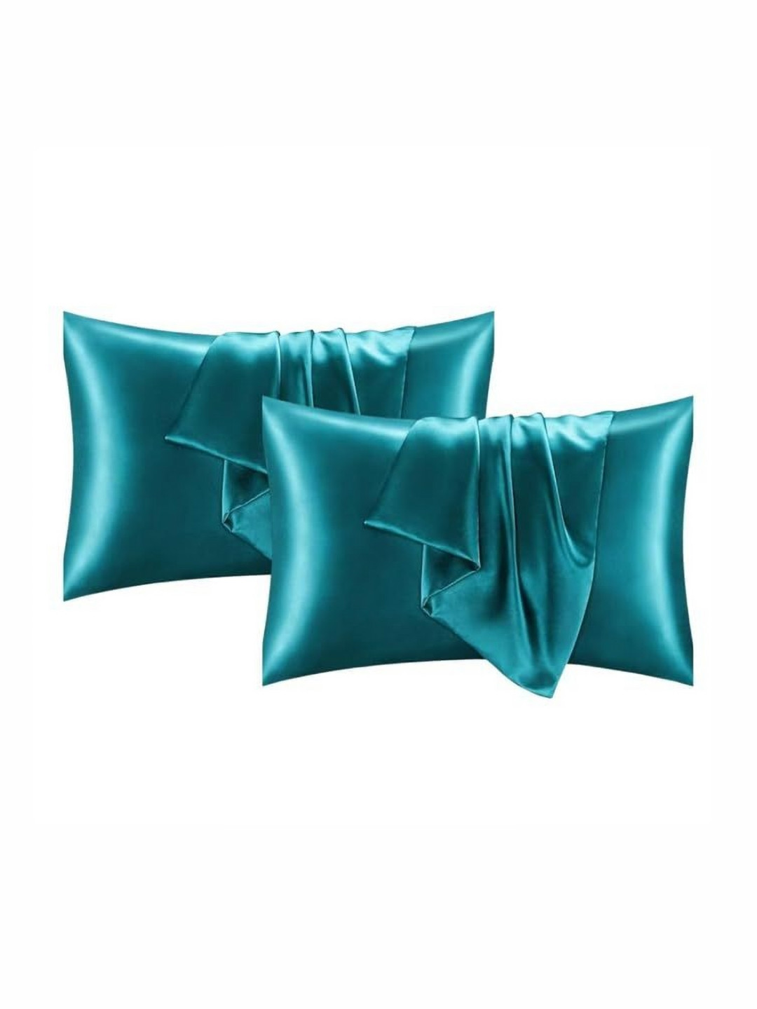 GENUINE GLOBAL DECOR Blue 2 Pieces Pure Silk Rectangle Pillow Covers