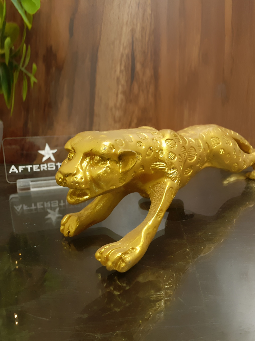 Afterstitch Cheetah Jaguar Gold Polyresin Natural Living Room Small Showpiece -