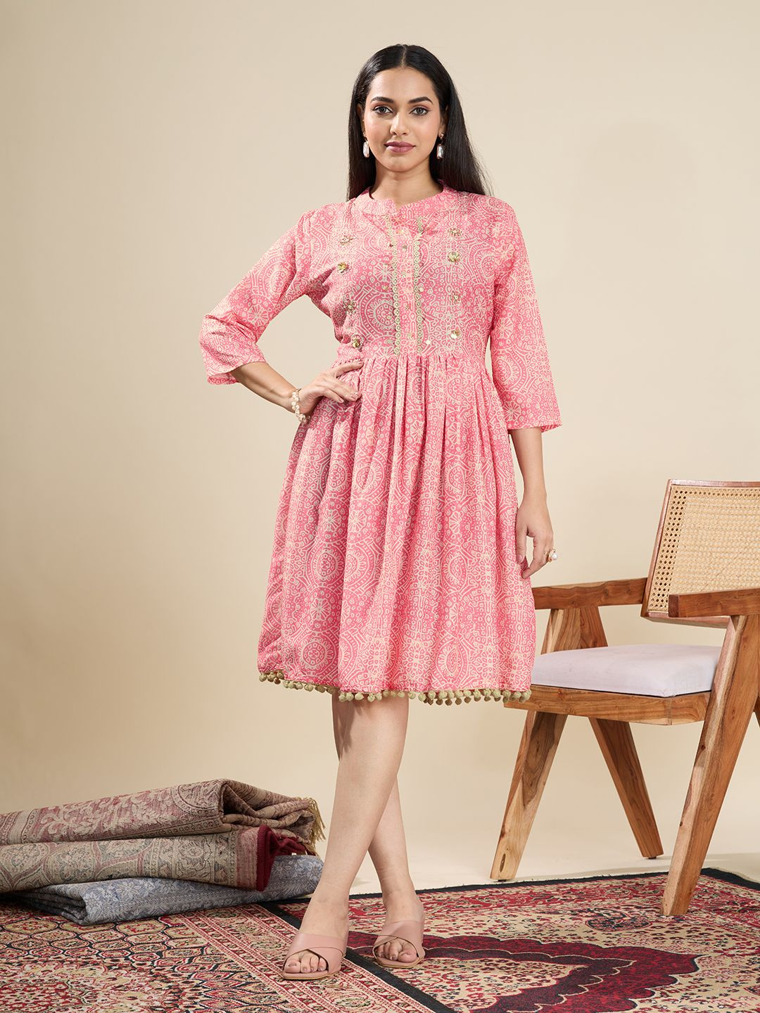 Rekha Maniyar Women Geometric Print A-Line Dress