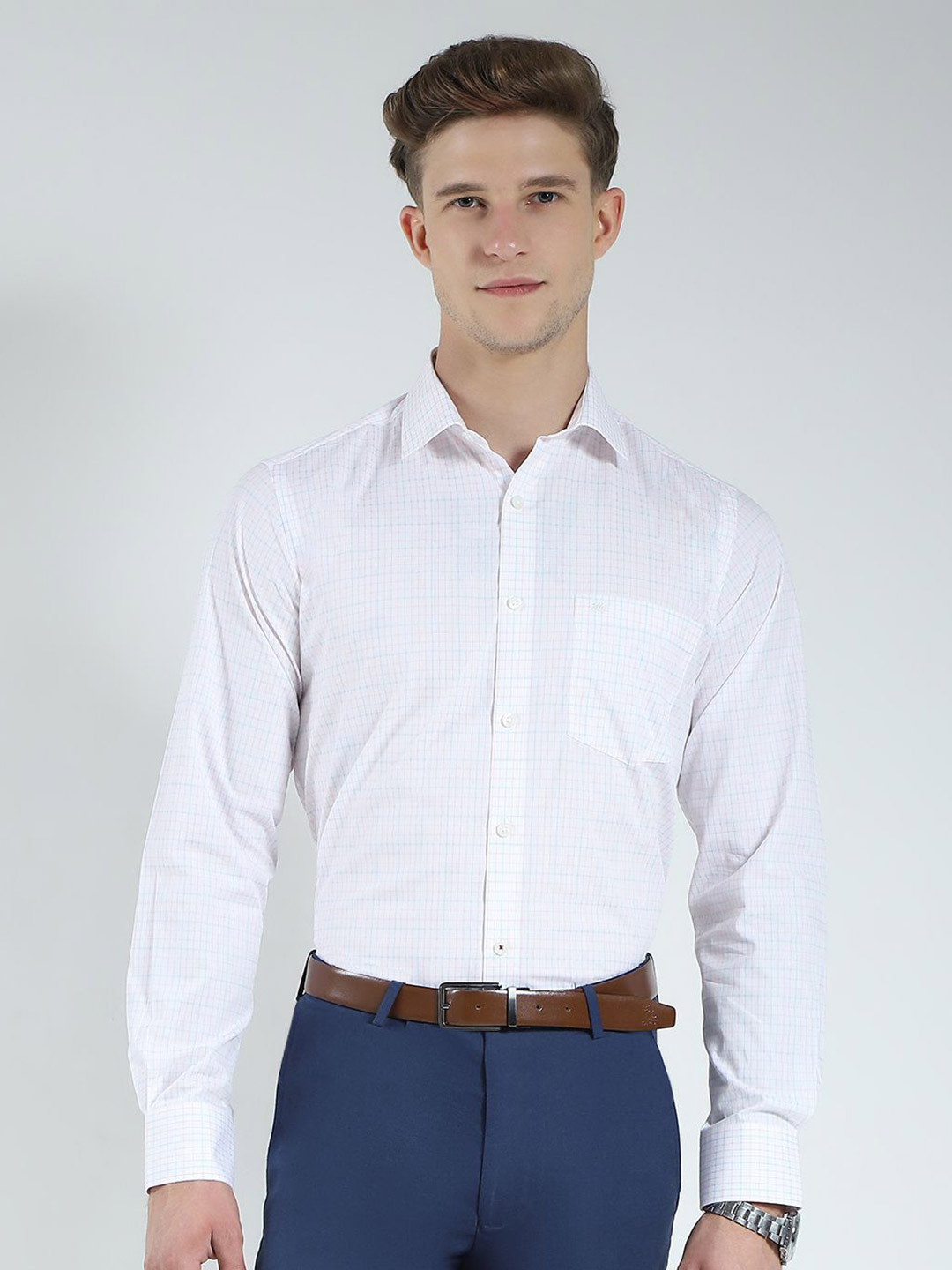 Monte Carlo Men Grid Tattersall Checks Checked Casual Shirt