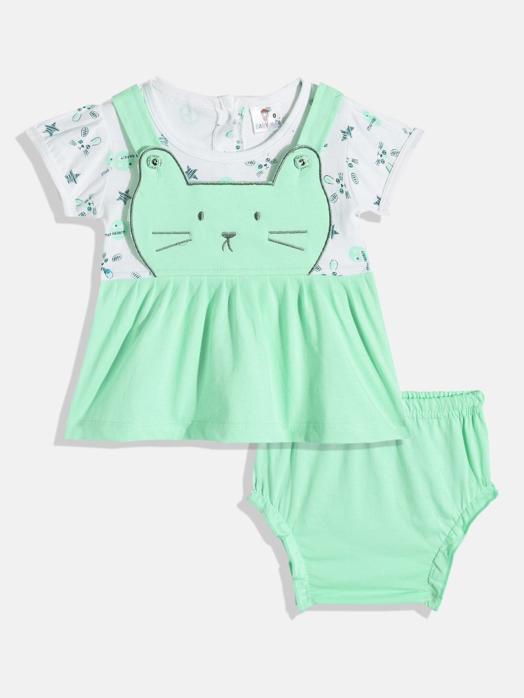BABYMAX Infants Girls Printed Pure Cotton Pinafore Dress