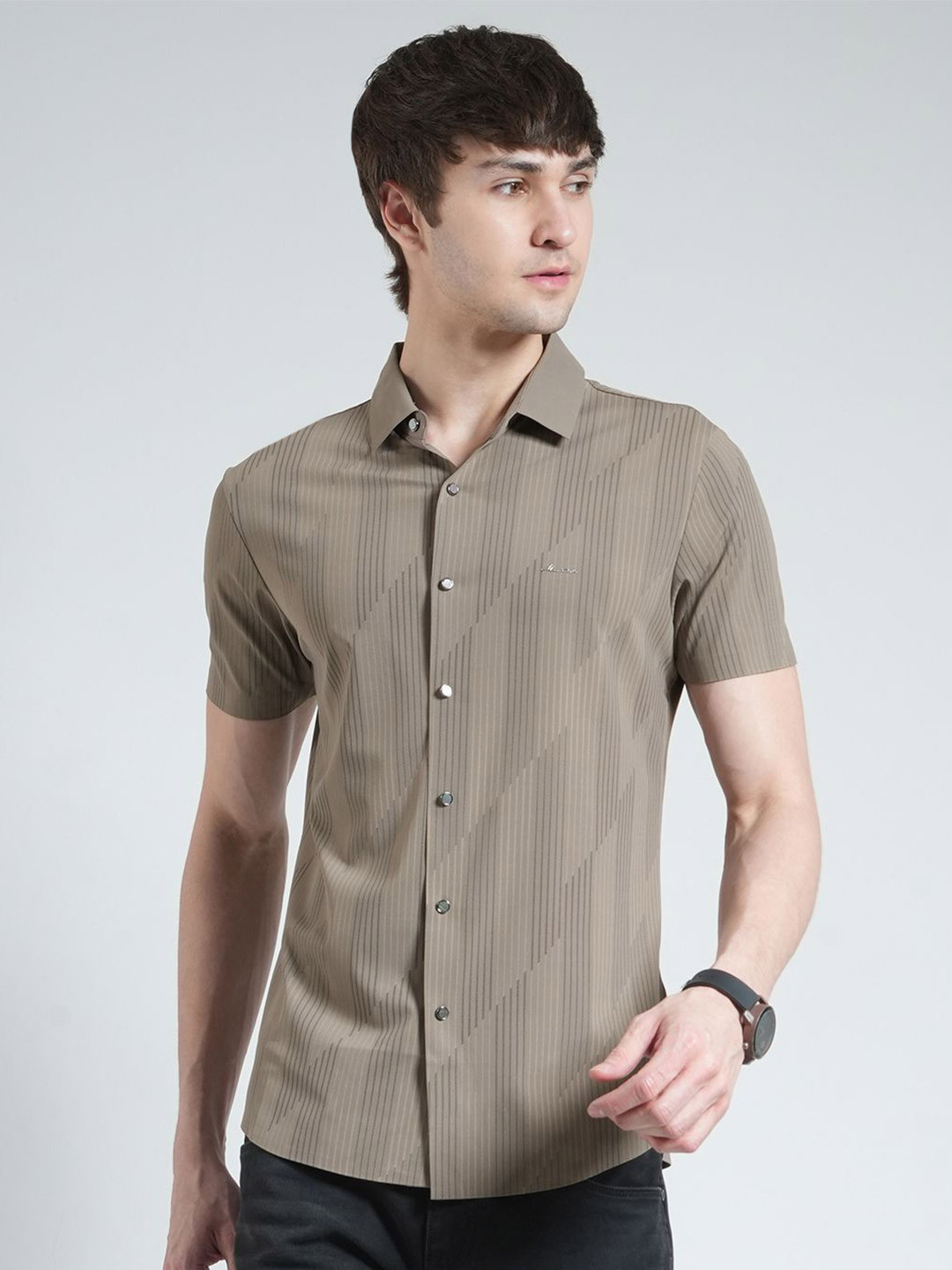 Monte Carlo Slim Fit Geometric Printed Casual Shirt