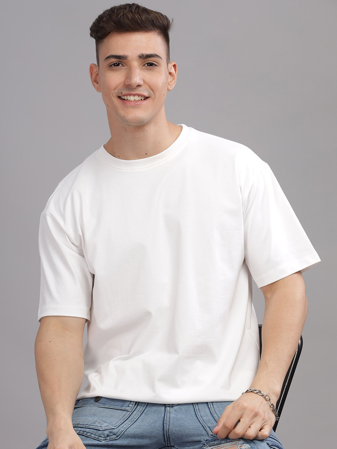 SOLACEACTIVE Black Panther Back Design Printed Drop-Shoulder Sleeves Oversized T-shirt