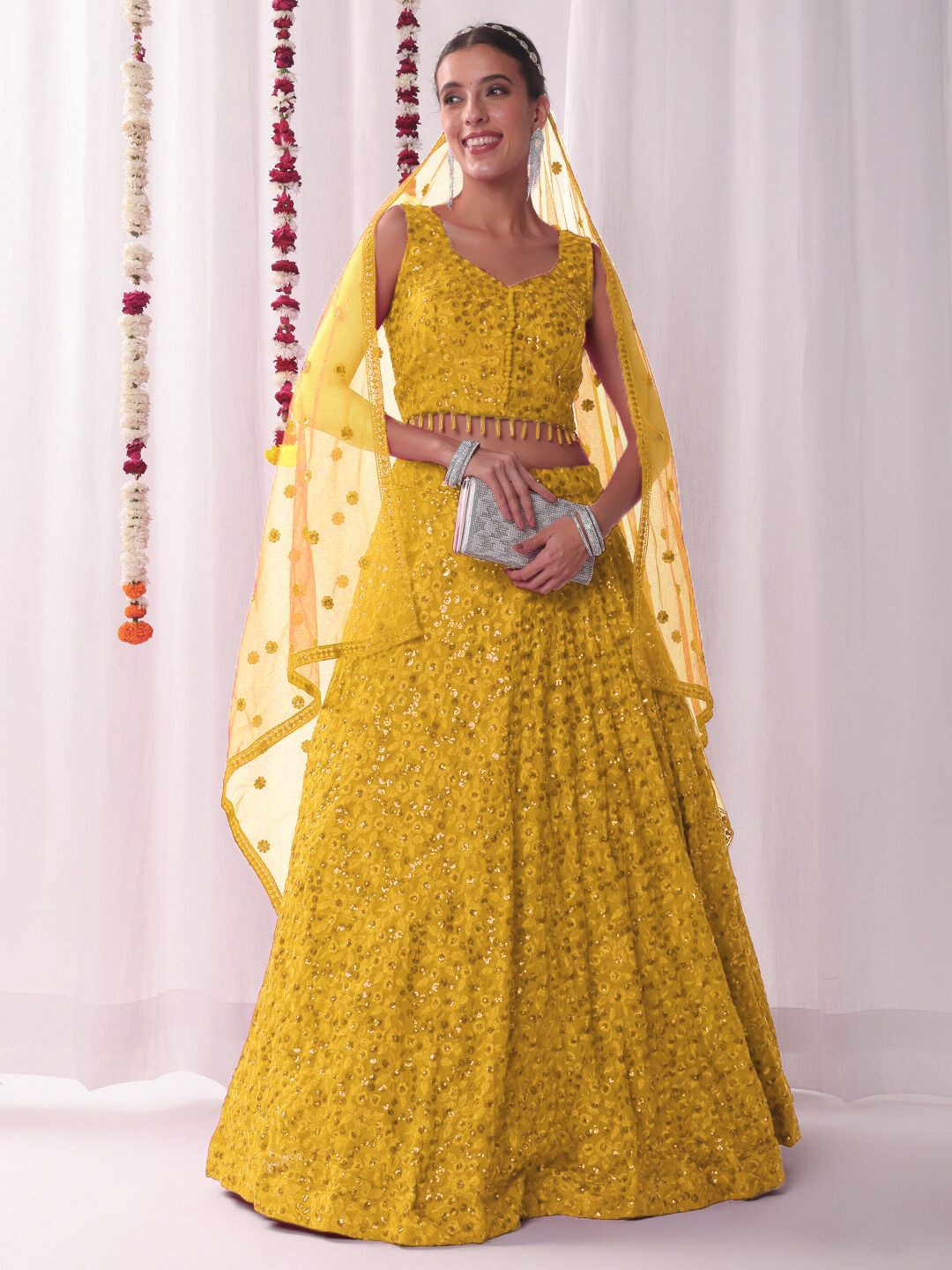 Chhabra 555 All Over Sequin Embroidery Lehenga With Choli & Dupatta