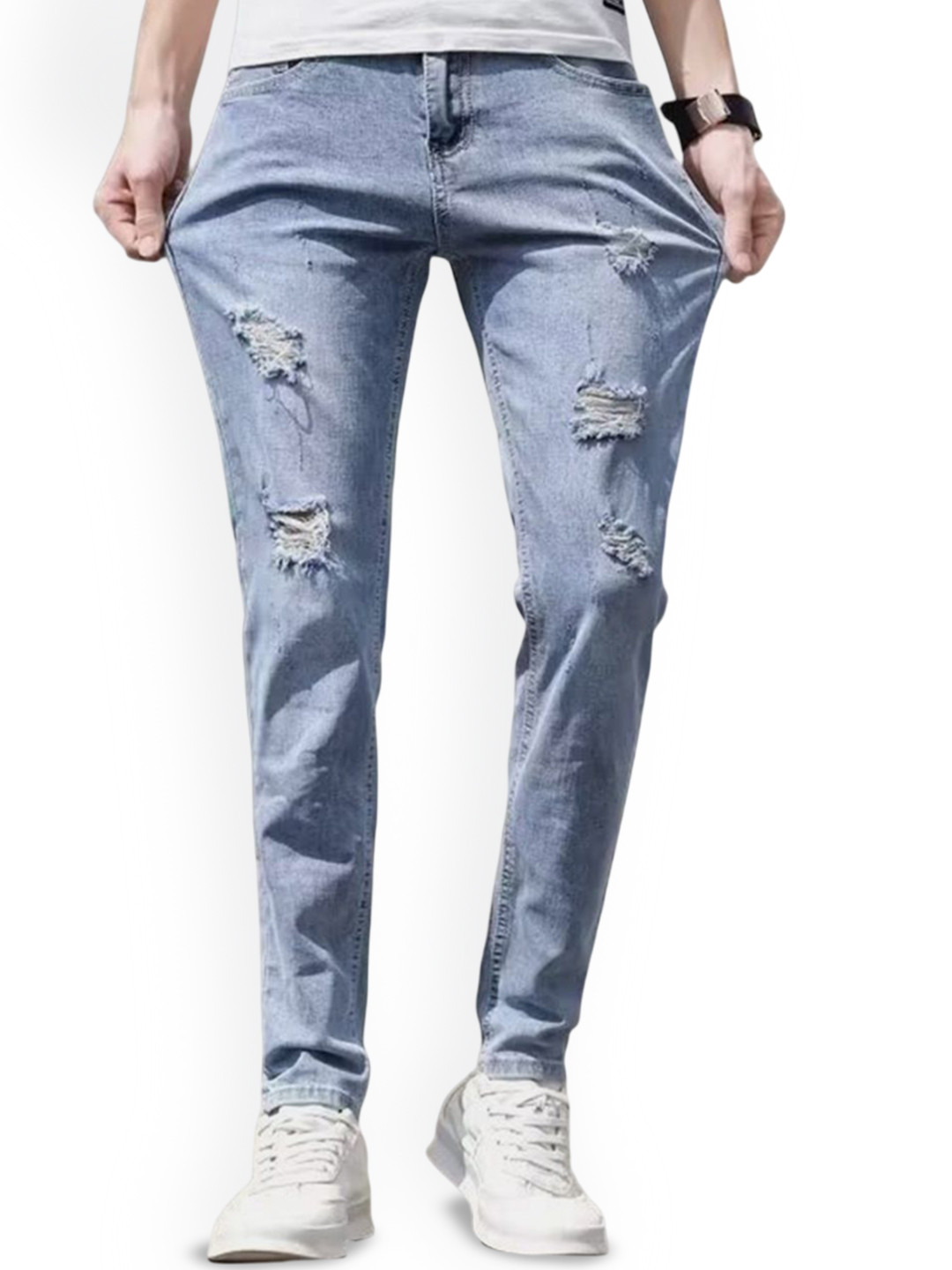 The Roadster Lifestyle Co Cotton Mid-Rise Lightly Faded Midly Distress Jeans