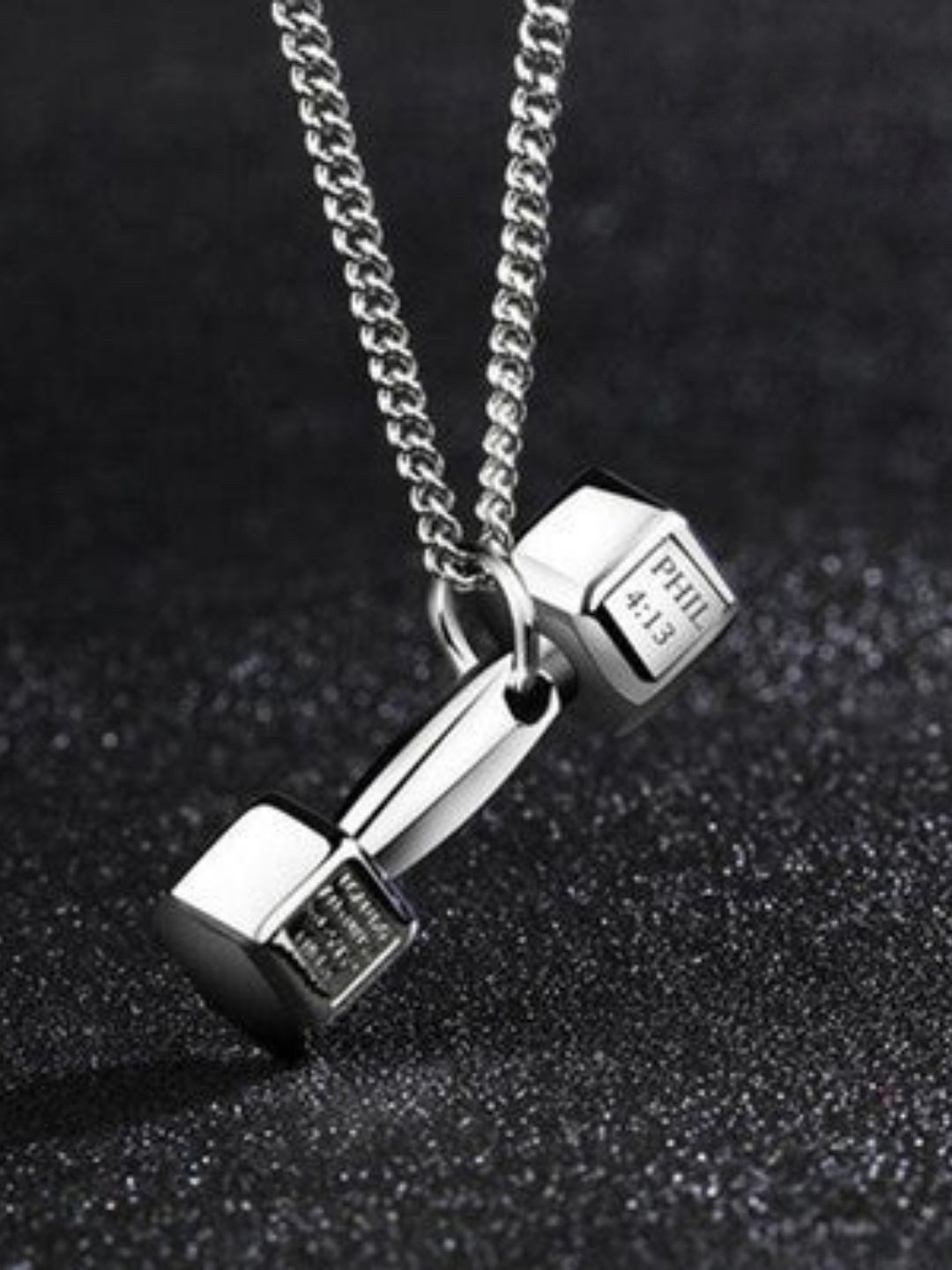 SALTY Pack of 2 Men Dumbbell Silver Chain