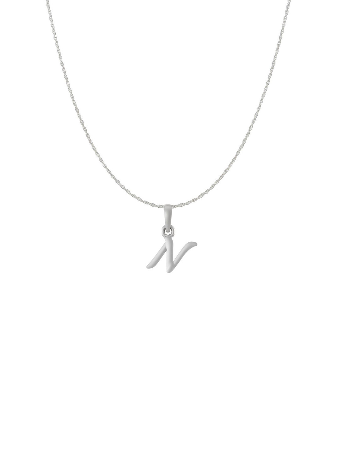 AKSHAT SAPPHIRE 925 Sterling Silver N Alphabet Pendant with Rope Chain