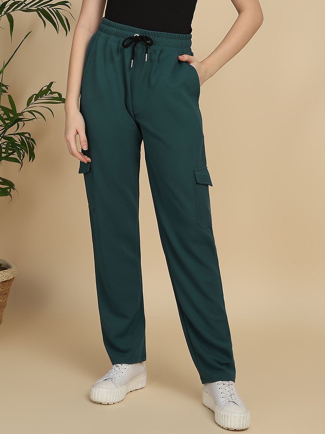 NEXSTEP Women Solid Dry Fit Cargo Track Pants
