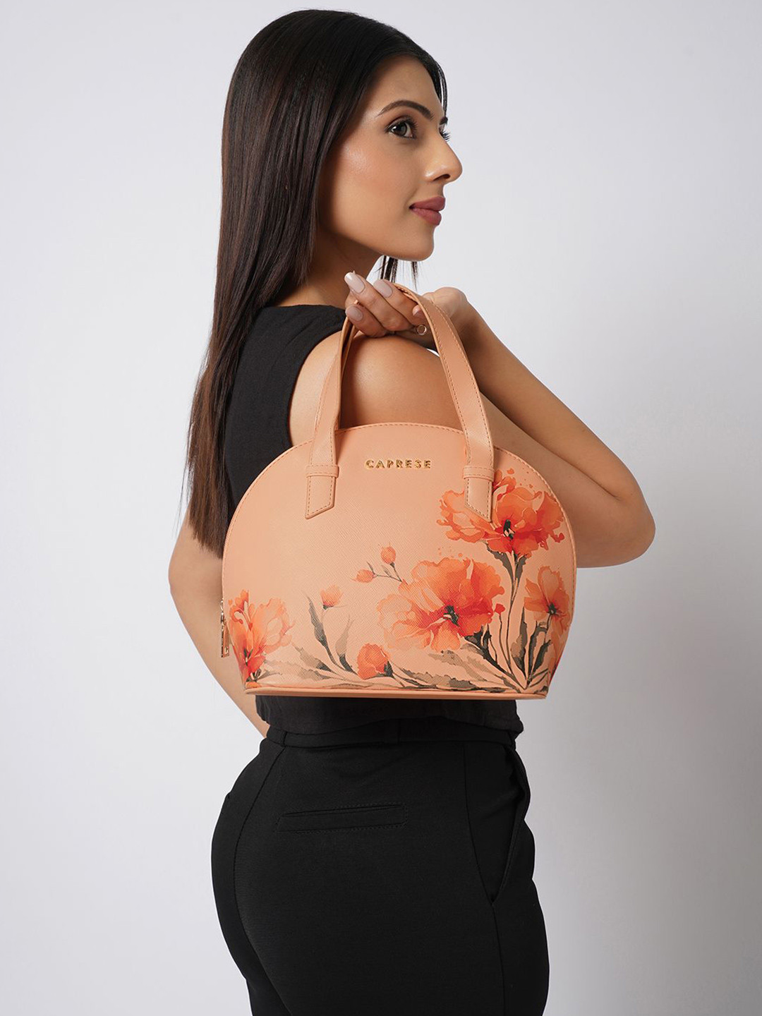 Caprese Chloe Women Orange Small Satchel Bag