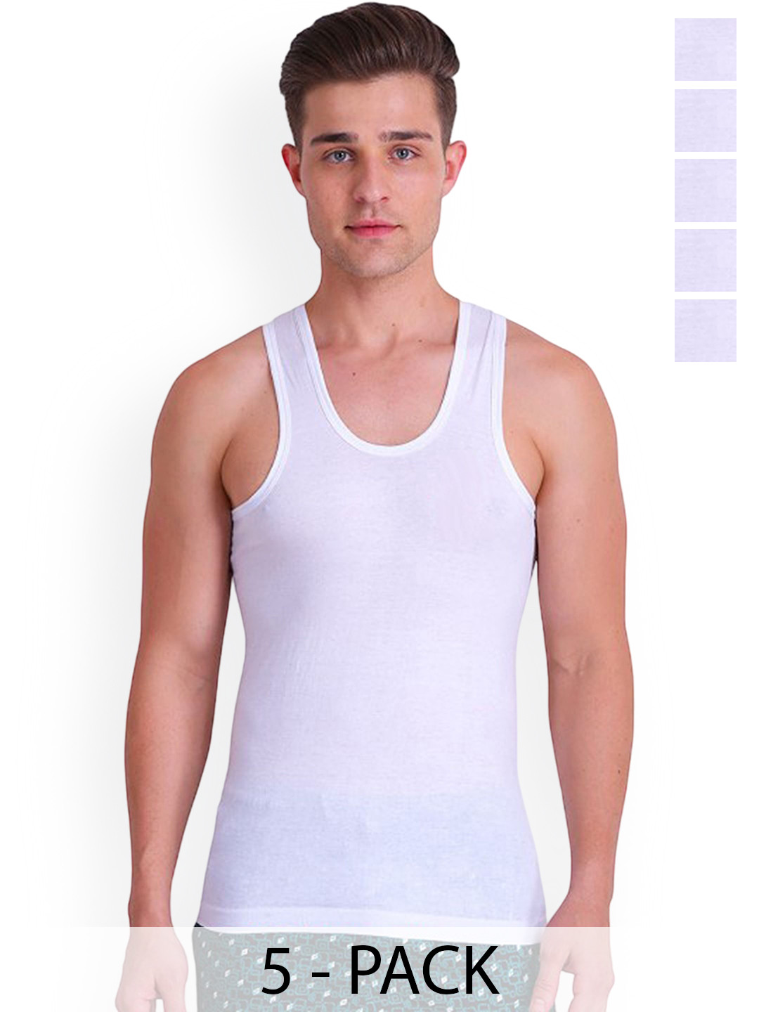 CAVENDERS Men Pack Of 5 Pure Cotton Undershirt Vests White Premium quality Dno-v337st