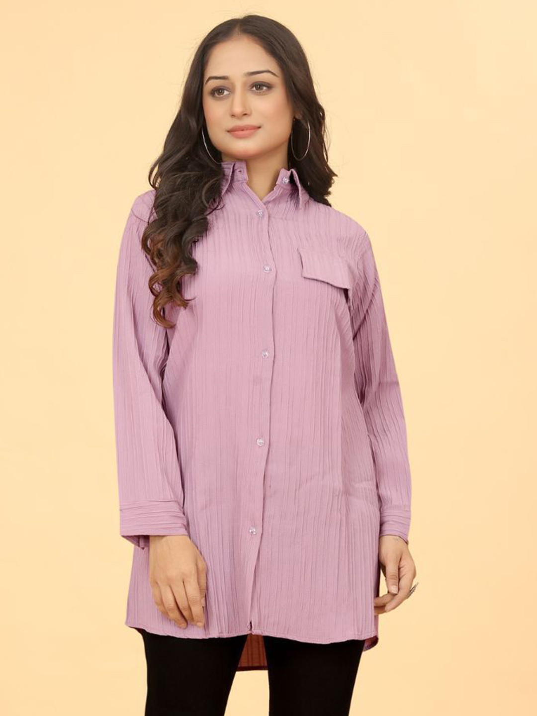 CORSICA Spread Collar Classic Long Line Shirt