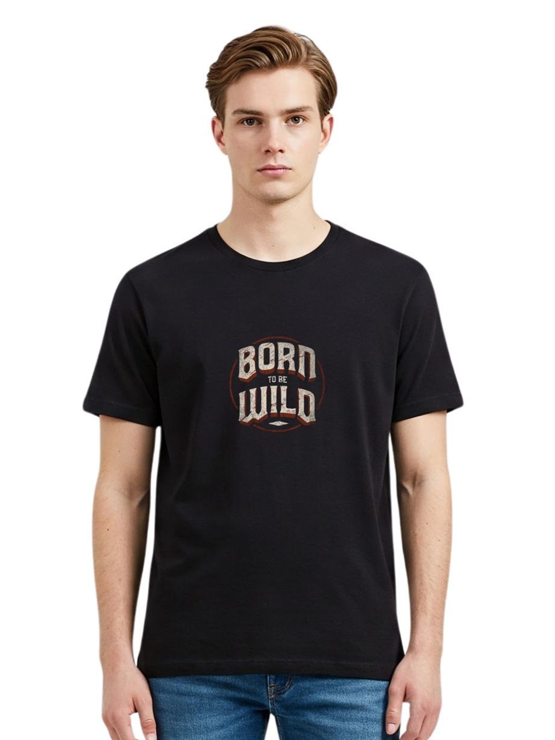 PULP Men Born to be Wild printed Black Tshirt