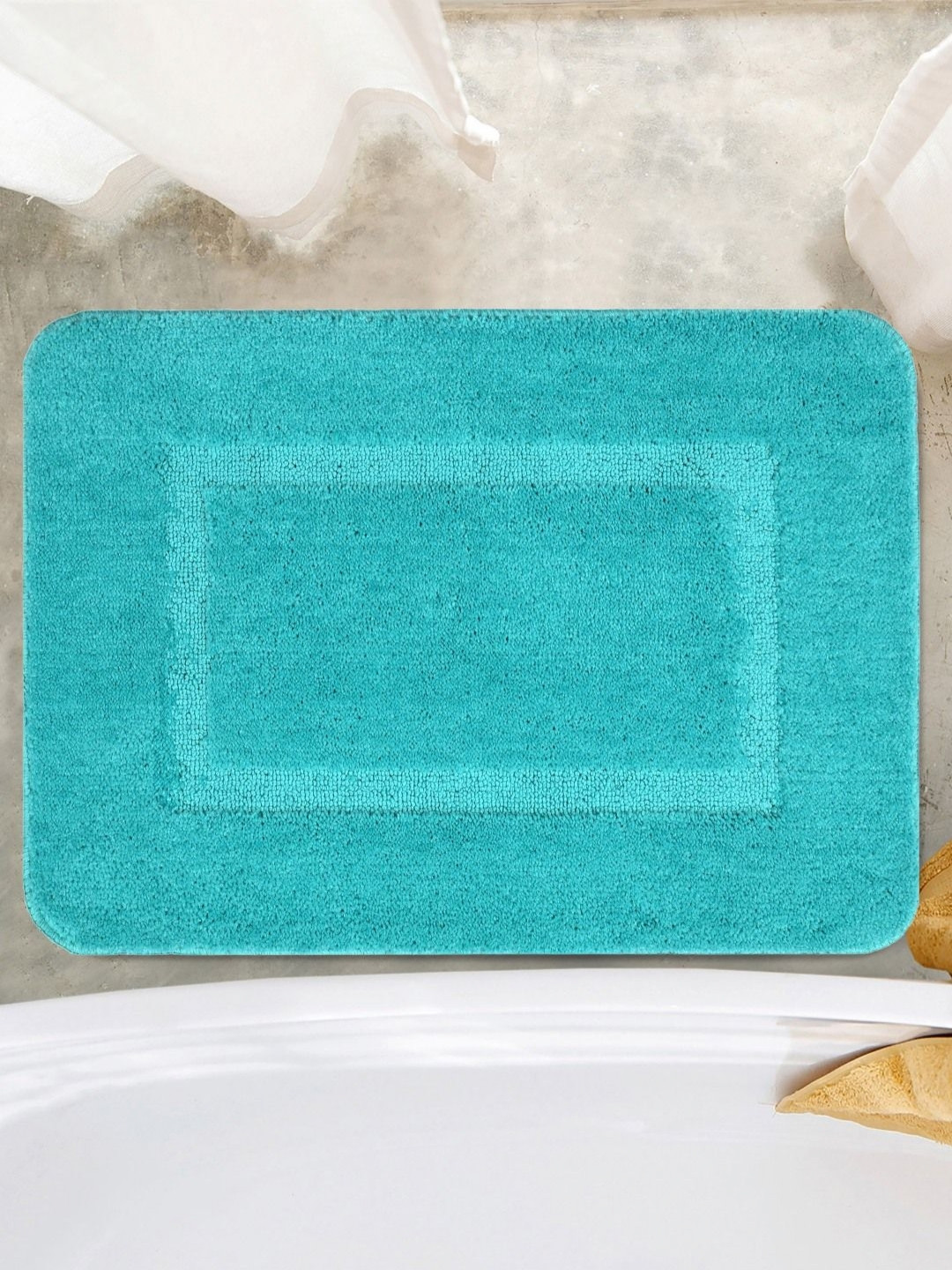 Saral Home Mint-Green Racer-Track Micro Soft & Water Absorbent Anti-Skid Bath Rug