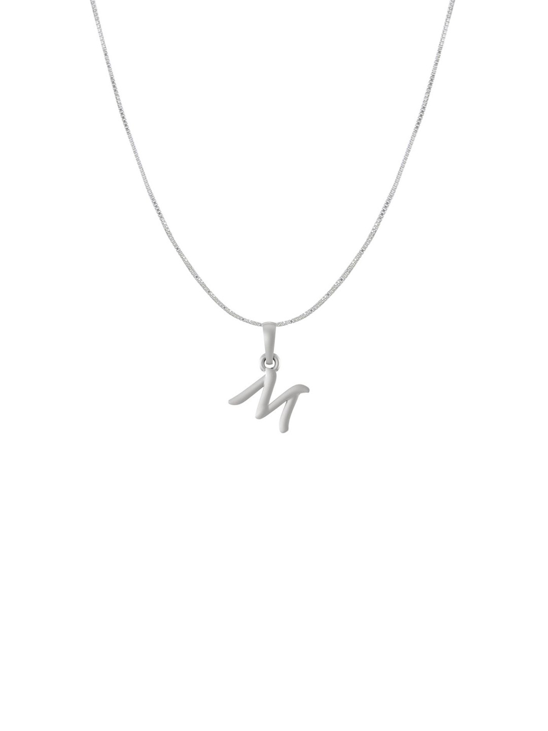 AKSHAT SAPPHIRE 92.5% Sterling Silver M Alphabet Pendant With Box Chain