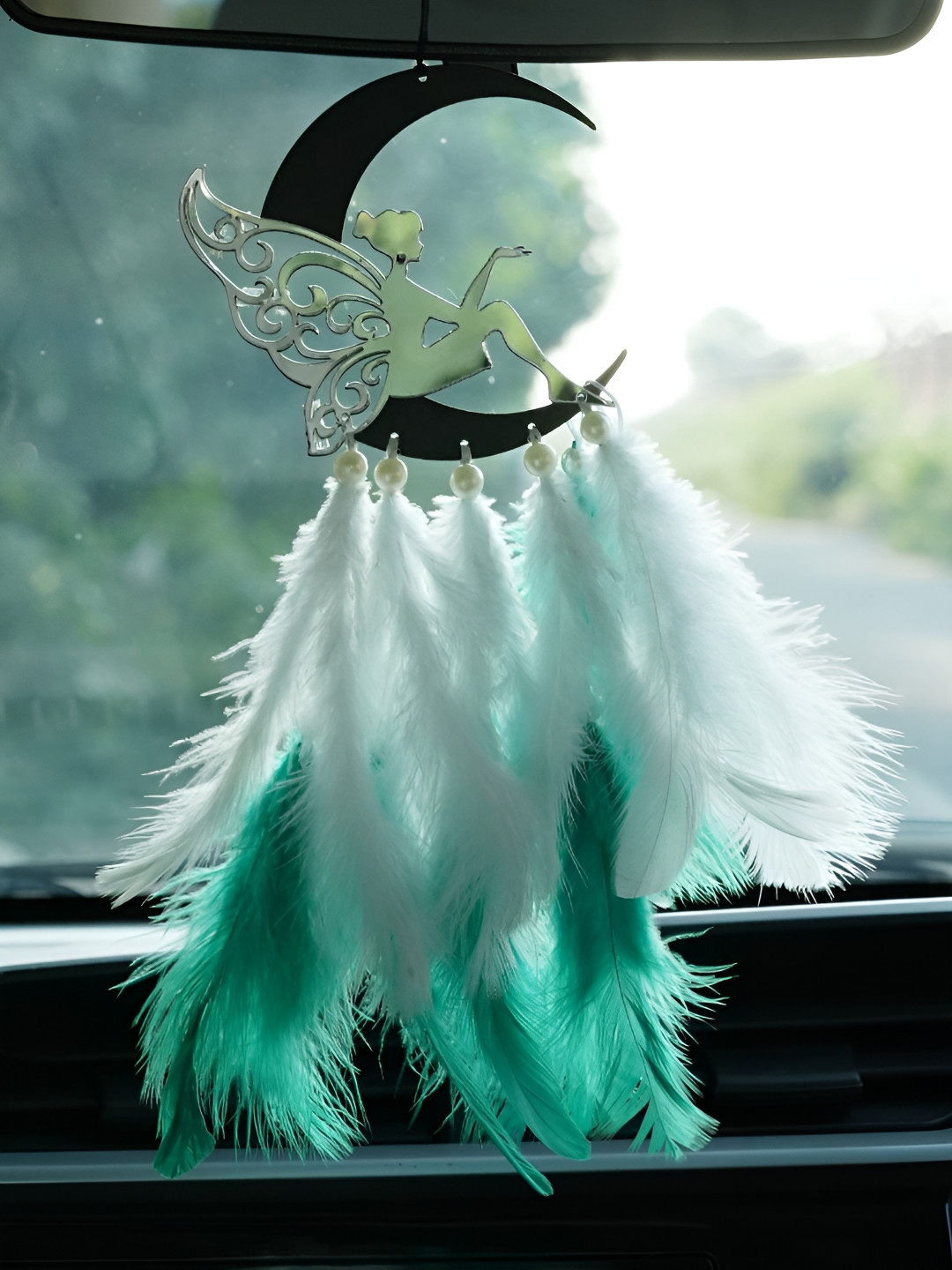 COLOR SPLASH Green & White Fairy Car Windchimes