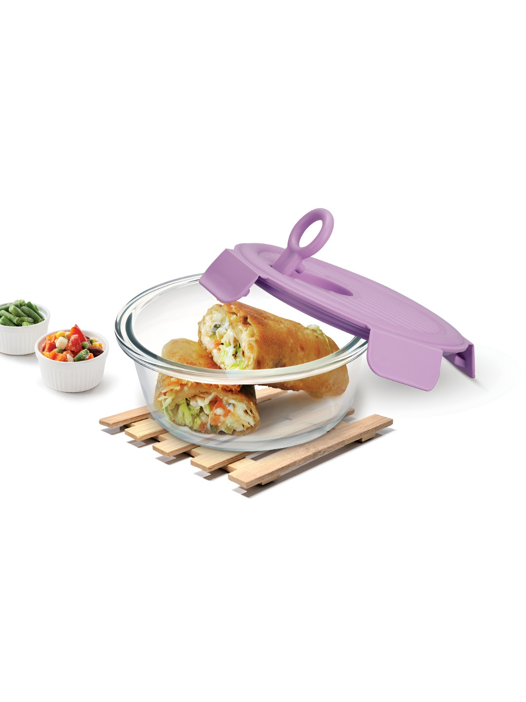 Treo Lumino Fresh Round 400 Borosilicate Glass Set of 1 Container 400 ml Purple