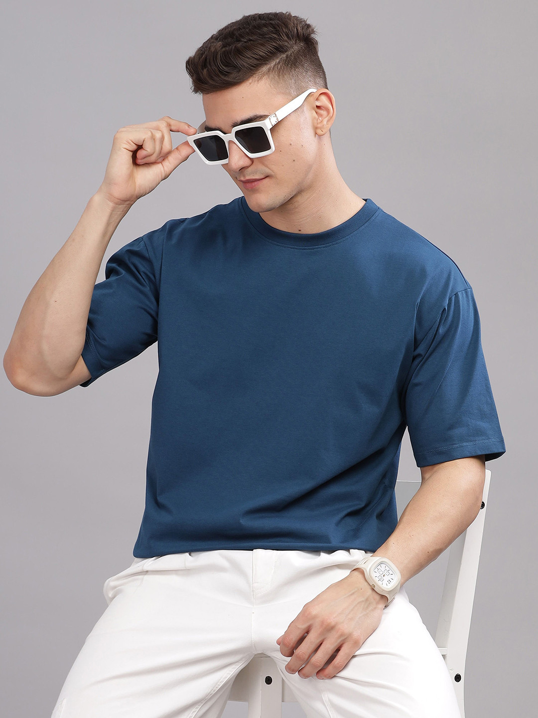 SOLACEACTIVE Black Panther Back Design Printed Drop-Shoulder Sleeves Oversized T-shirt