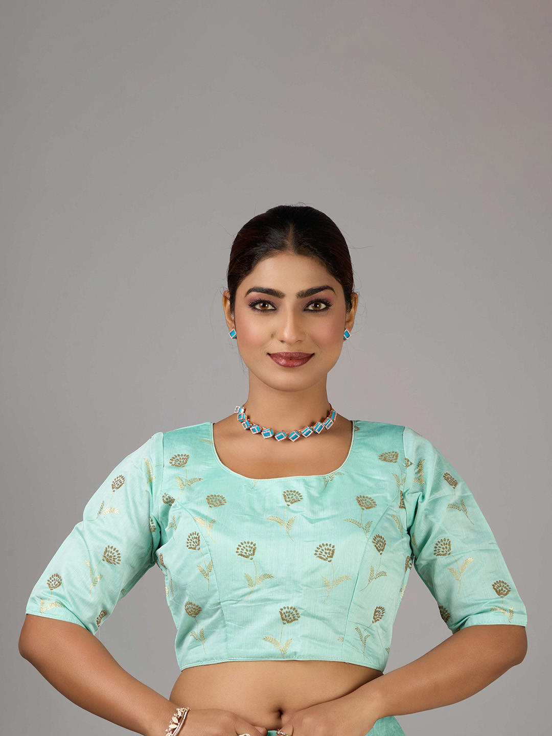 Ethnovog Women Ready To Wear Cotton Round Neck Blouse