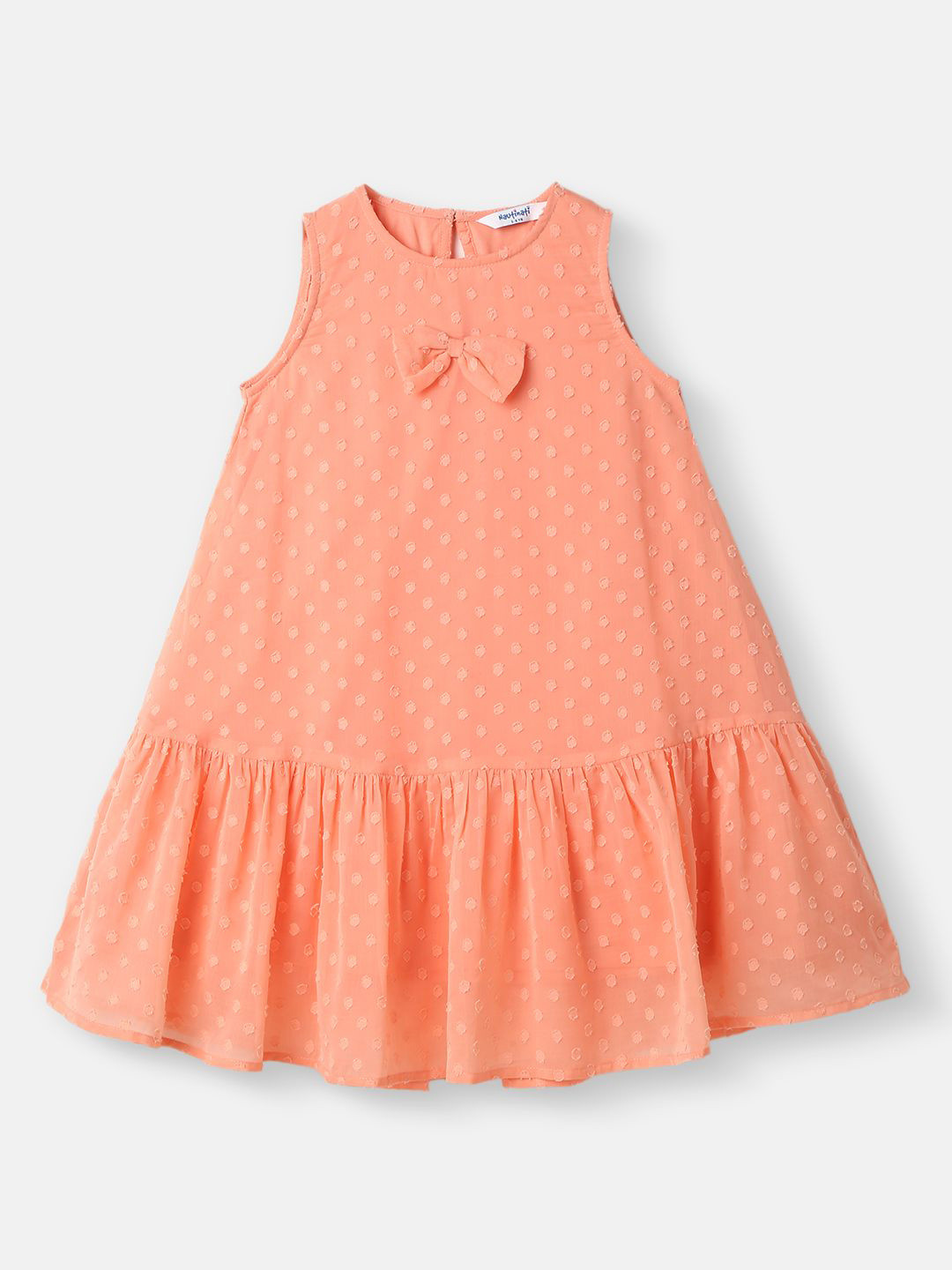 Nauti Nati Chiffon Girls Swiss Dot Cotton Dress Drop Waist Style All Over Printed