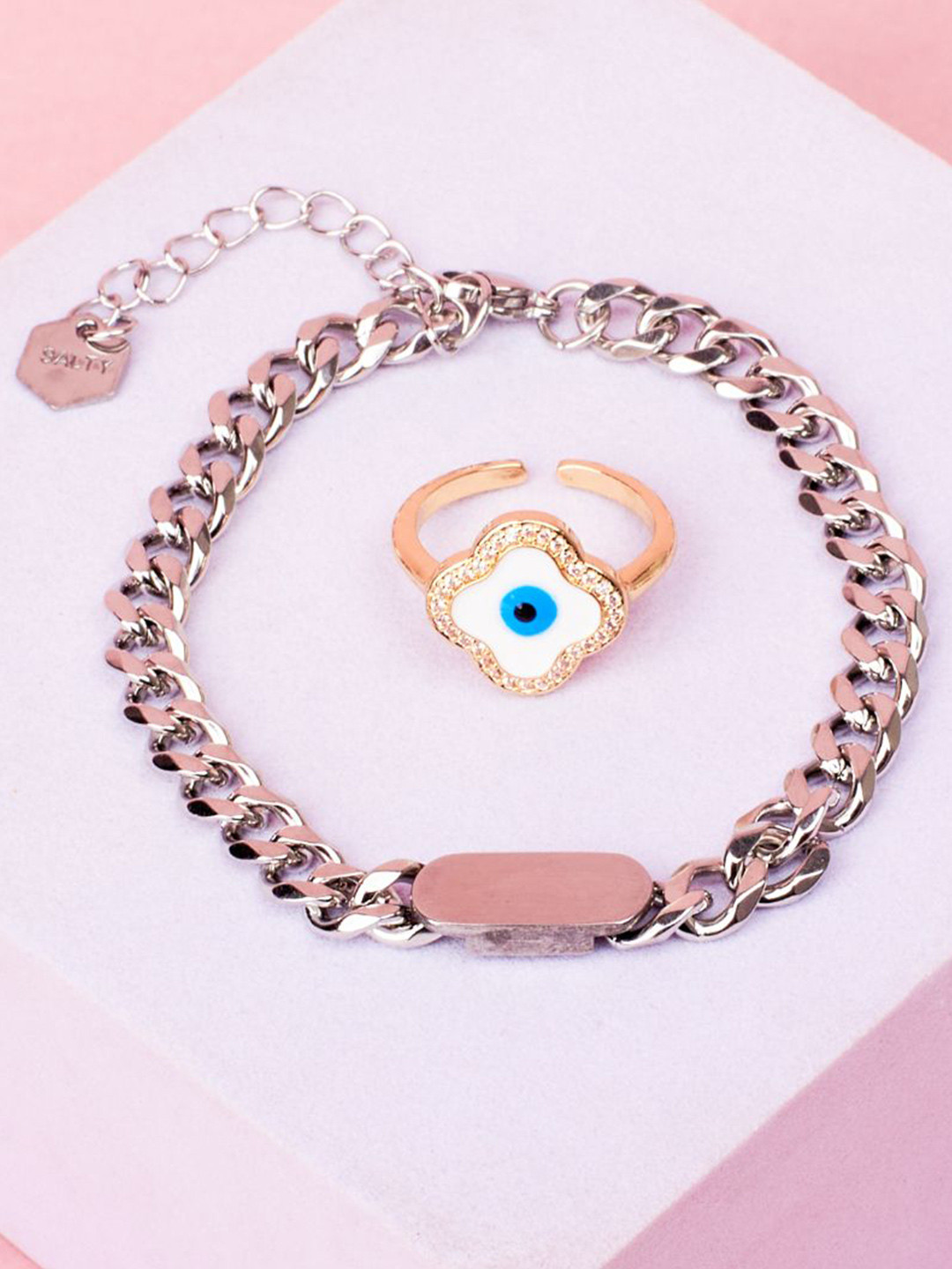 SALTY Voyager Bracelet & Evil Eye  Ring Jewellery Set