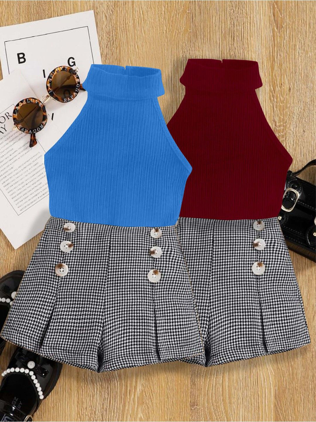 DEL LUNA Girls Pack Of 2 Pure Cotton Top with Skirt