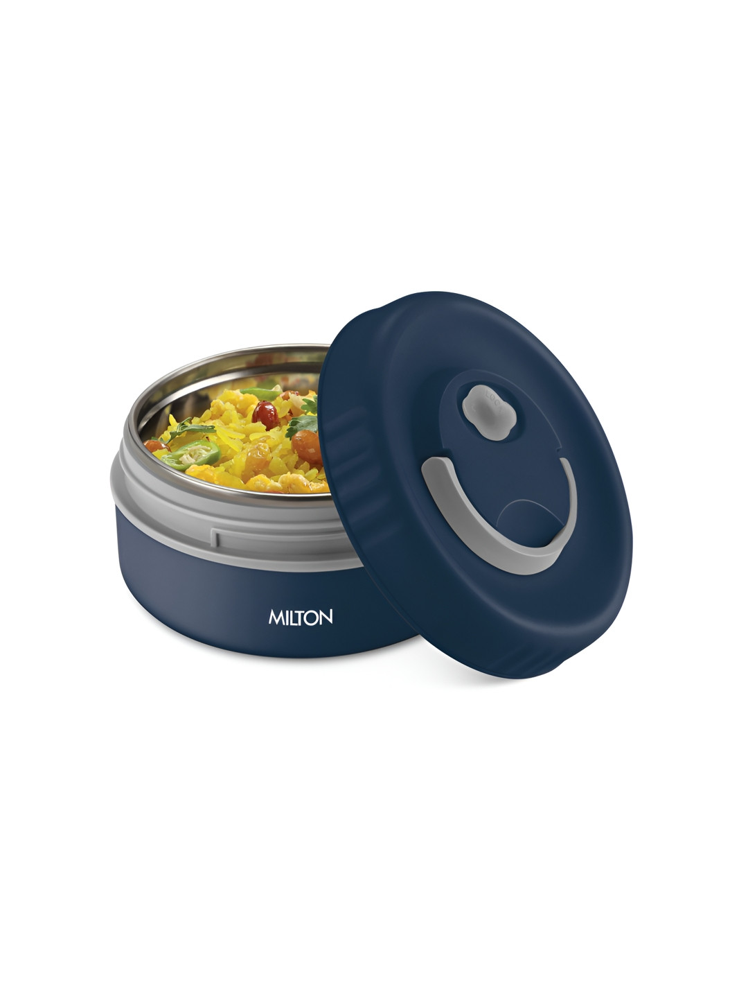 Milton Snack Box Small Inner Steel PU Insulated 350 ml Leak Proof Air Vent Lunch Box Dark