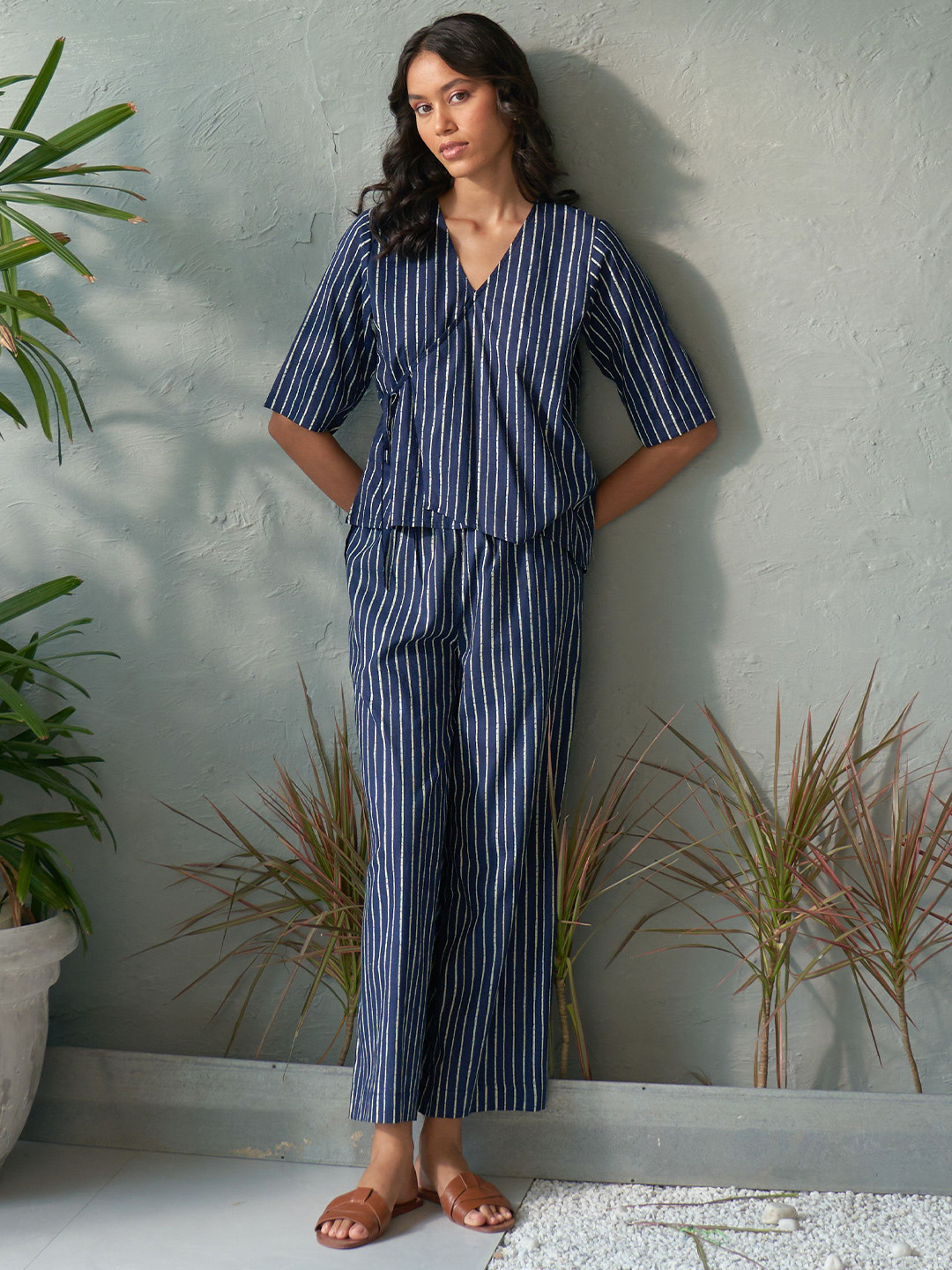 Canoopi Striped Pure Cotton Top & Trousers Co-Odrs