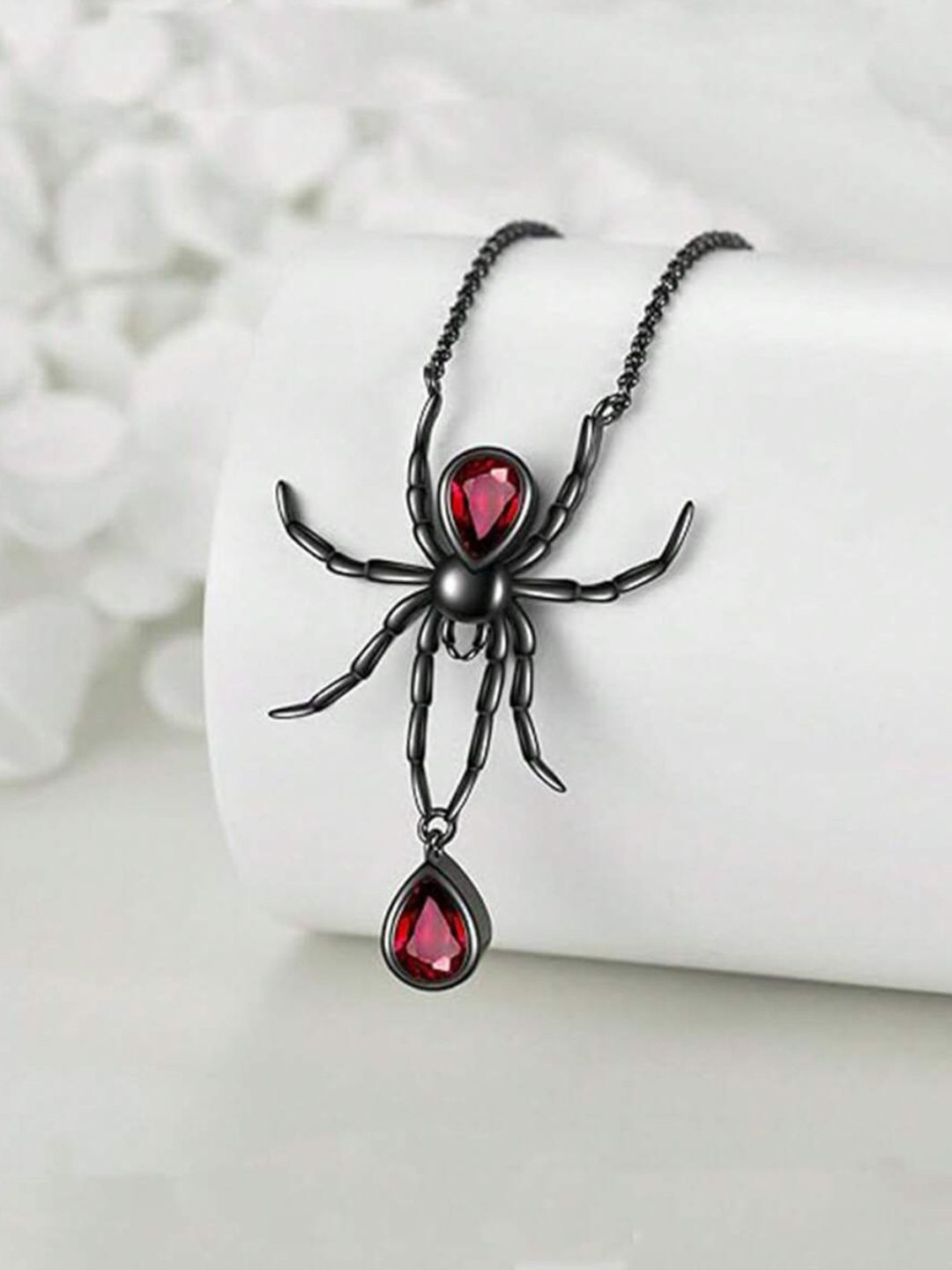 SALTY Set Of 2 Bloodstone Studded Spider Charm Necklace