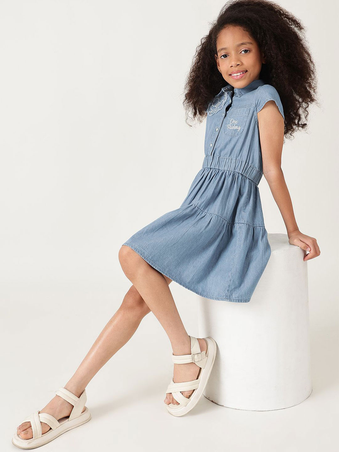 One Friday Girls A-Line Denim Dress