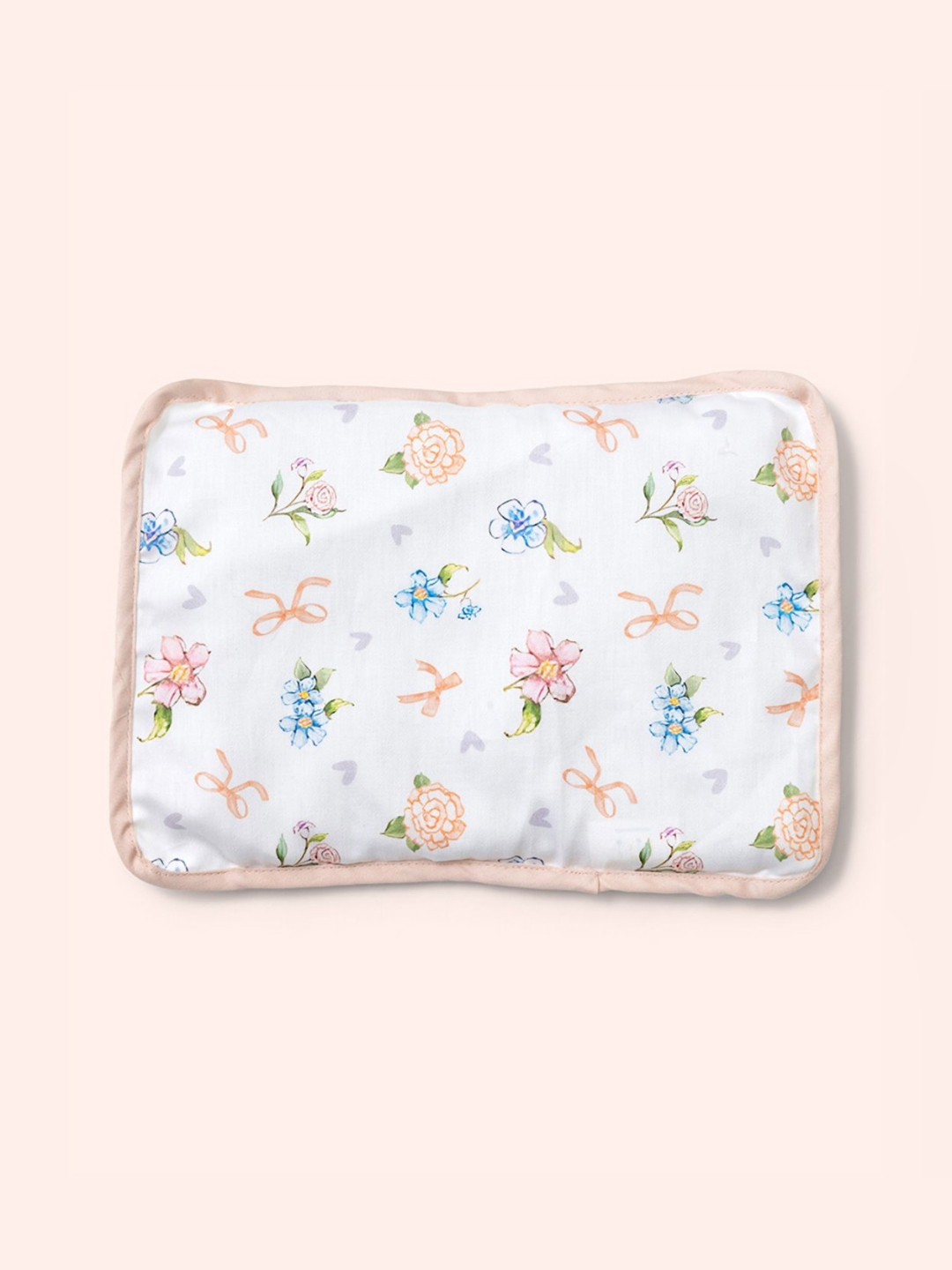 Fancy Fluff White Floral Cotton Medium Sleep Pillow-15 x 38 x 52 cm