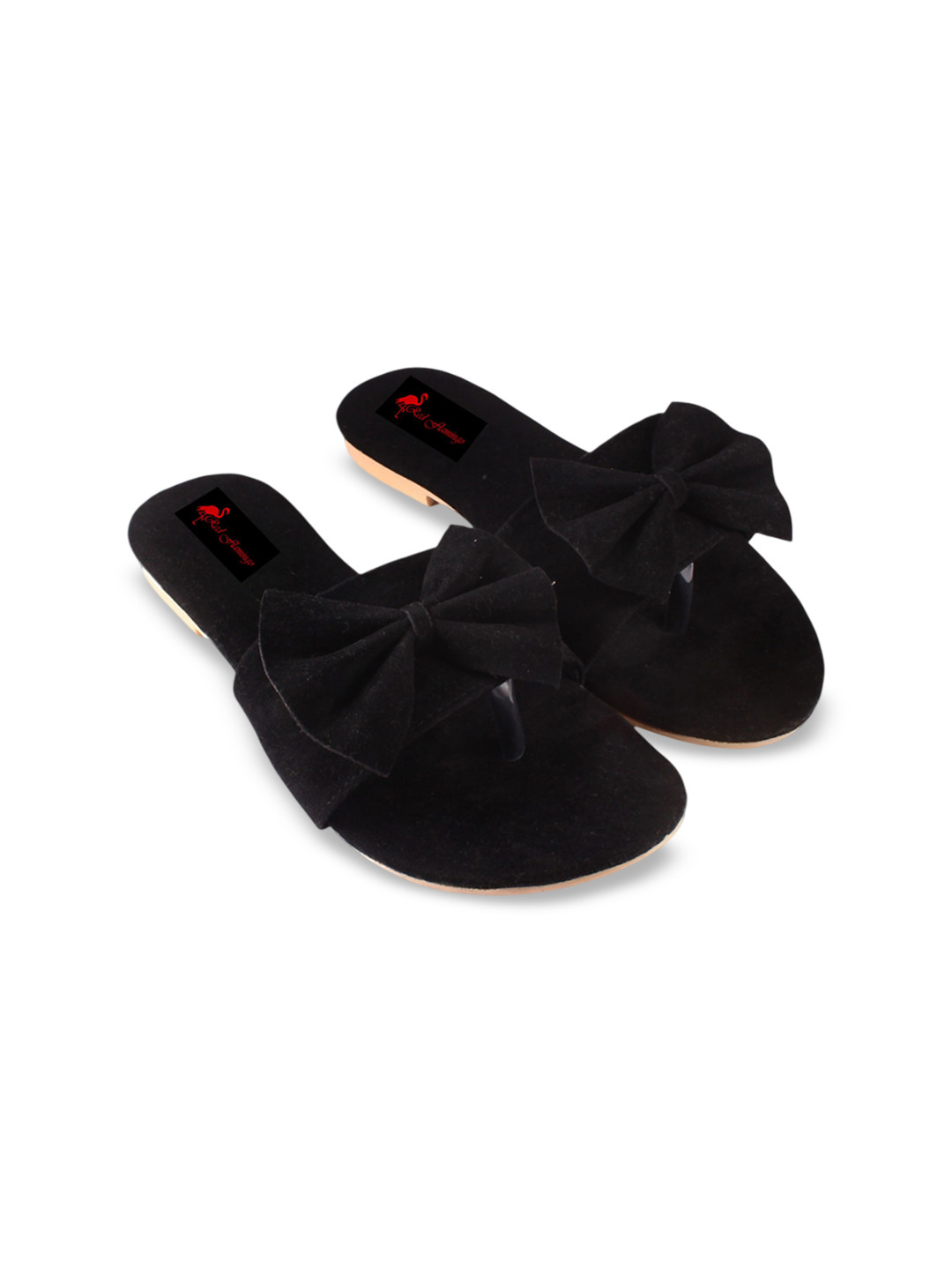 Red Flamingo Girl's Velvet Open Toe Flats