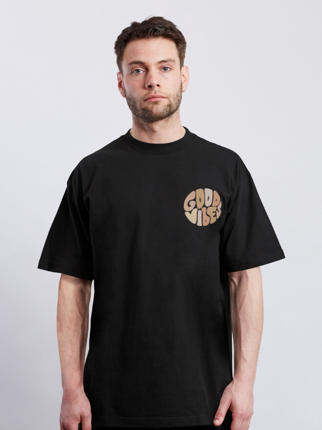 Good Vibes Men Typography Printed Relaxed Fit T-shirt