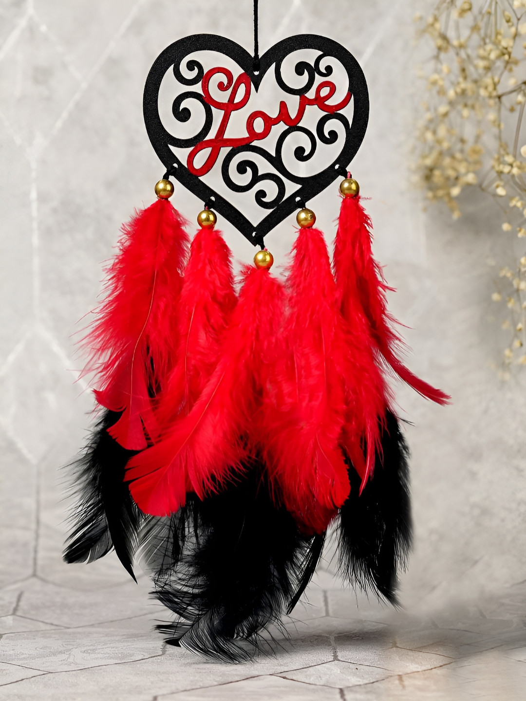 COLOR SPLASH Black & Red Love Car Windchimes