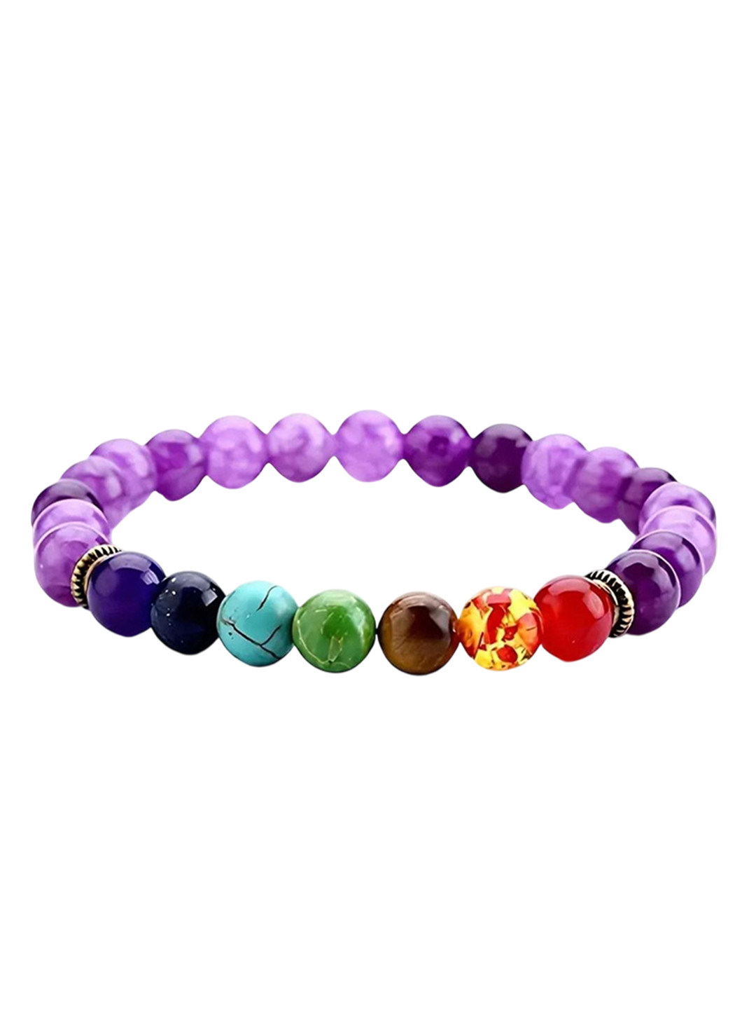 Sukhad Artificial Beaded 7 Chakra Elasticated Bracelet