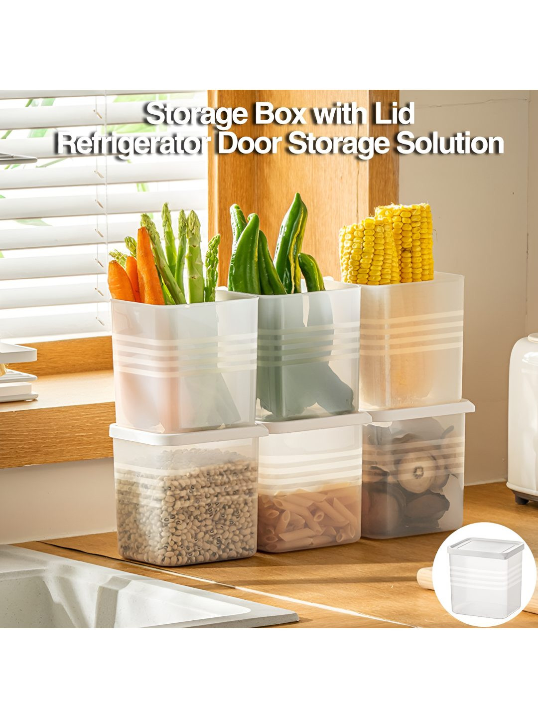 Reeq Transparent Plastic Refrigerator Safe 3 Piece Flip Top Fridge Container-1L