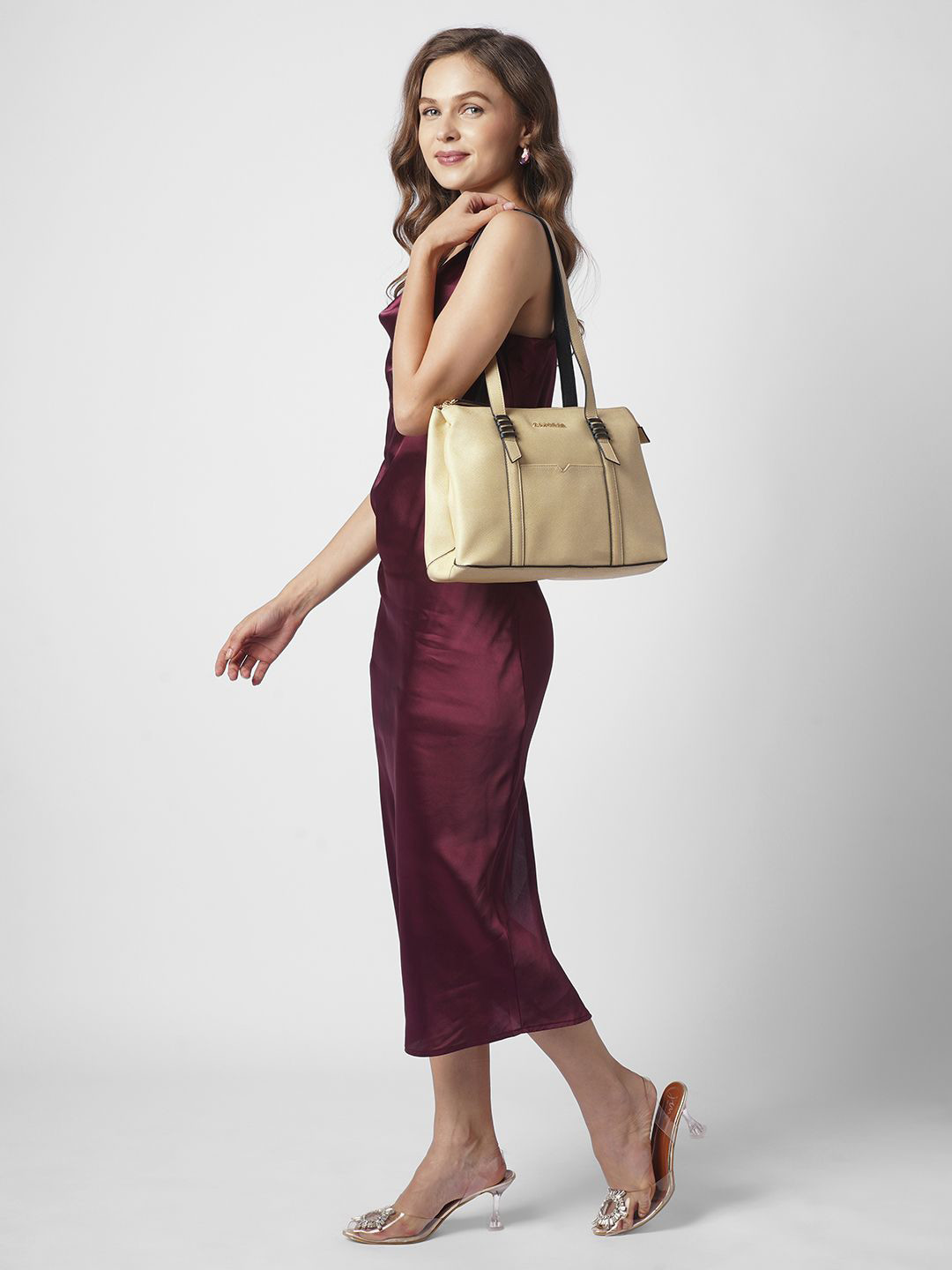 Caprese Roma Women Beige Medium Tote Bag