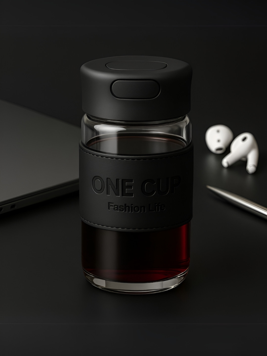 Myntra Elegant Homes Black Glass Double Wall Vacuum Infuser - 500ml