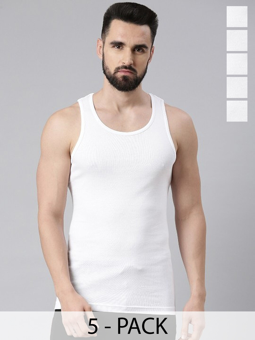 CAVENDERS Men Pack Of 5 Pure Cotton Undershirt Vests White Premium quality Dno-v103st