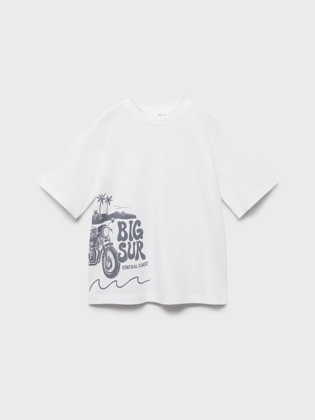 Mango Kids Boys Typography Printed Drop-Shoulder Sleeves Pure Cotton Relaxed Fit T-shirt