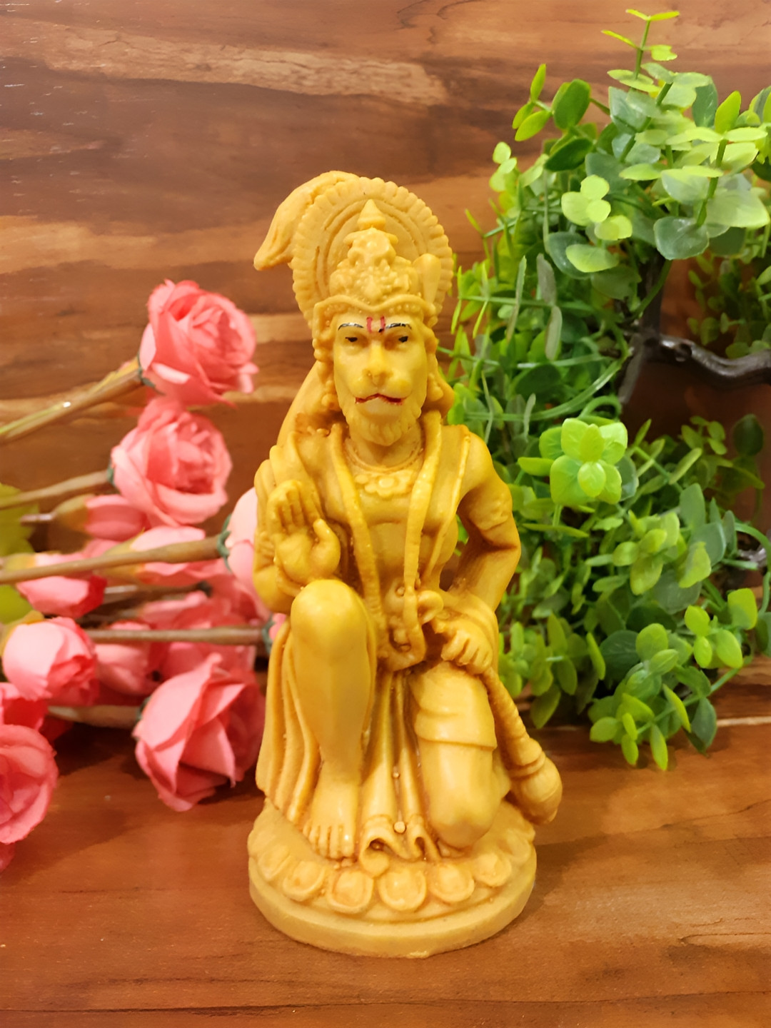 Afterstitch Lord Hanuman Brown Polyresin Glossy Living Room Small Showpiece - 13.4 Inches