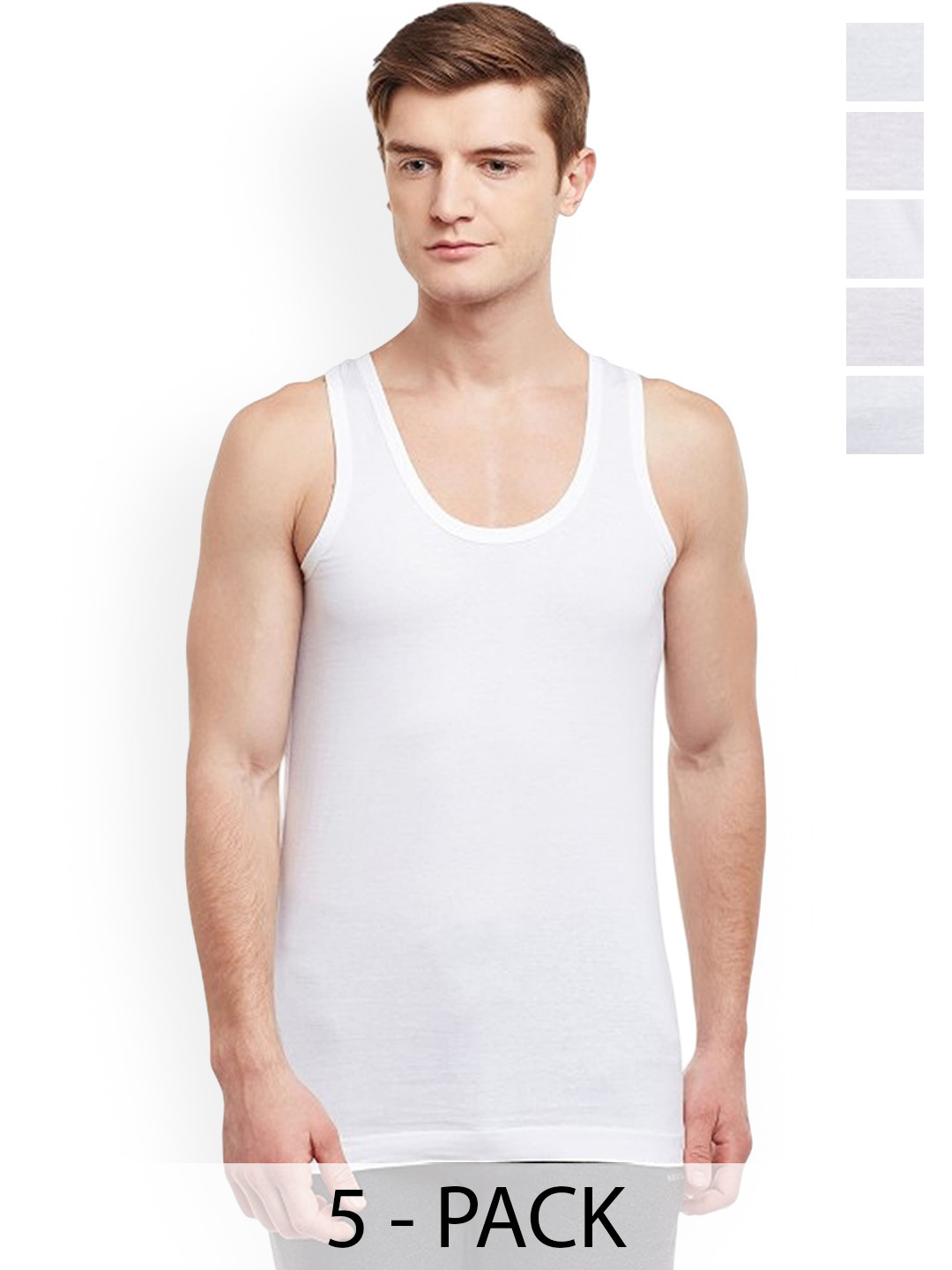 CAVENDERS Men Pack Of 5 Pure Cotton Undershirt Vests White Premium quality Dno-v55st