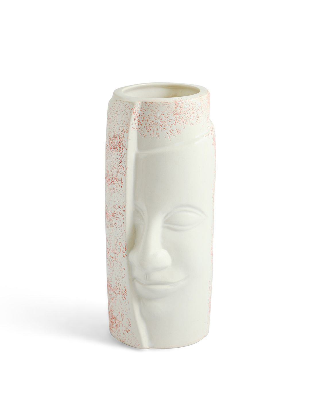 ExclusiveLane The Expression Series Off-White Meditating Face Ceramic Decorative Vase