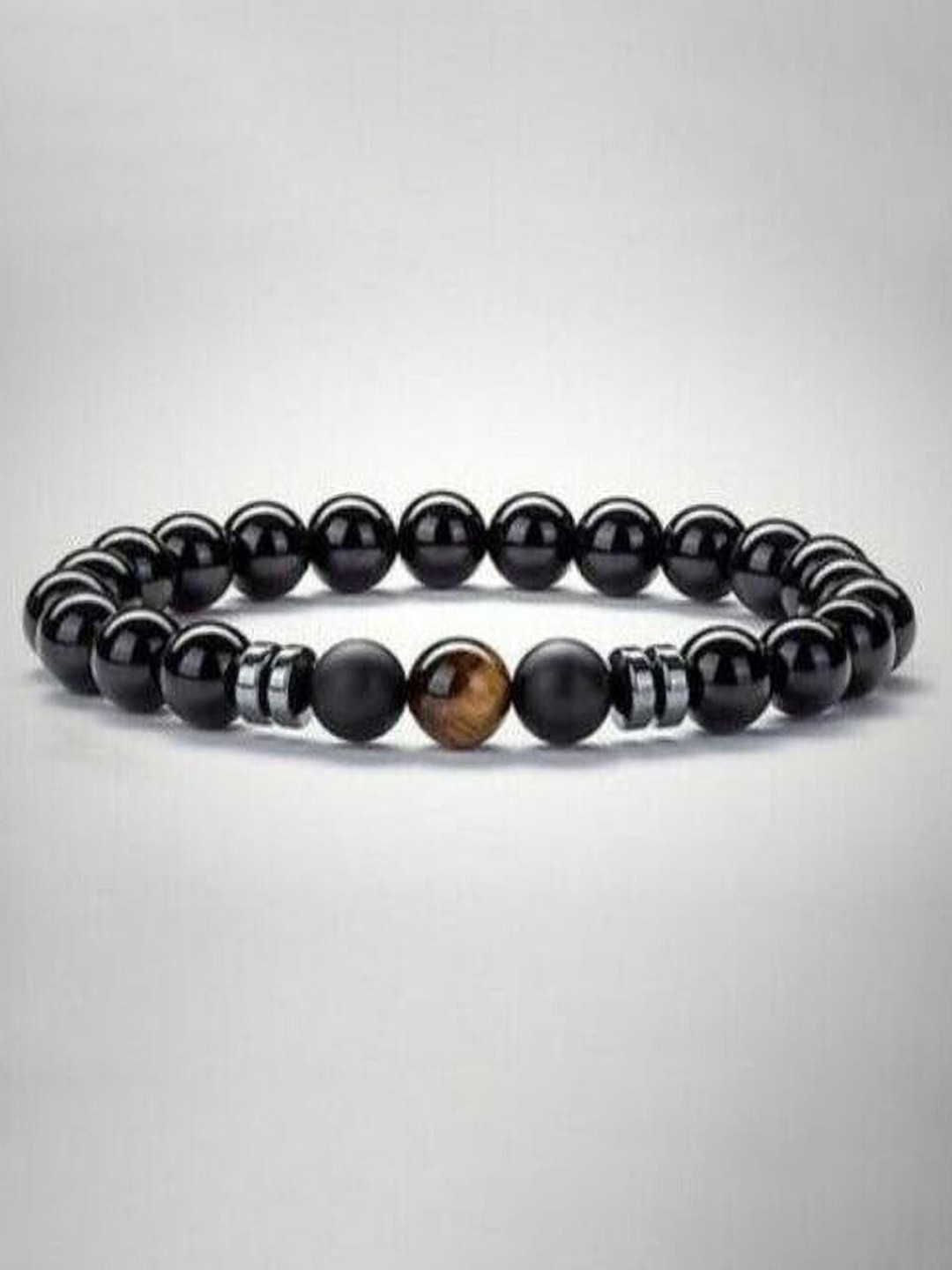 Sukhad Tigers Eye & Tourmaline Beaded Elasticated Bracelet