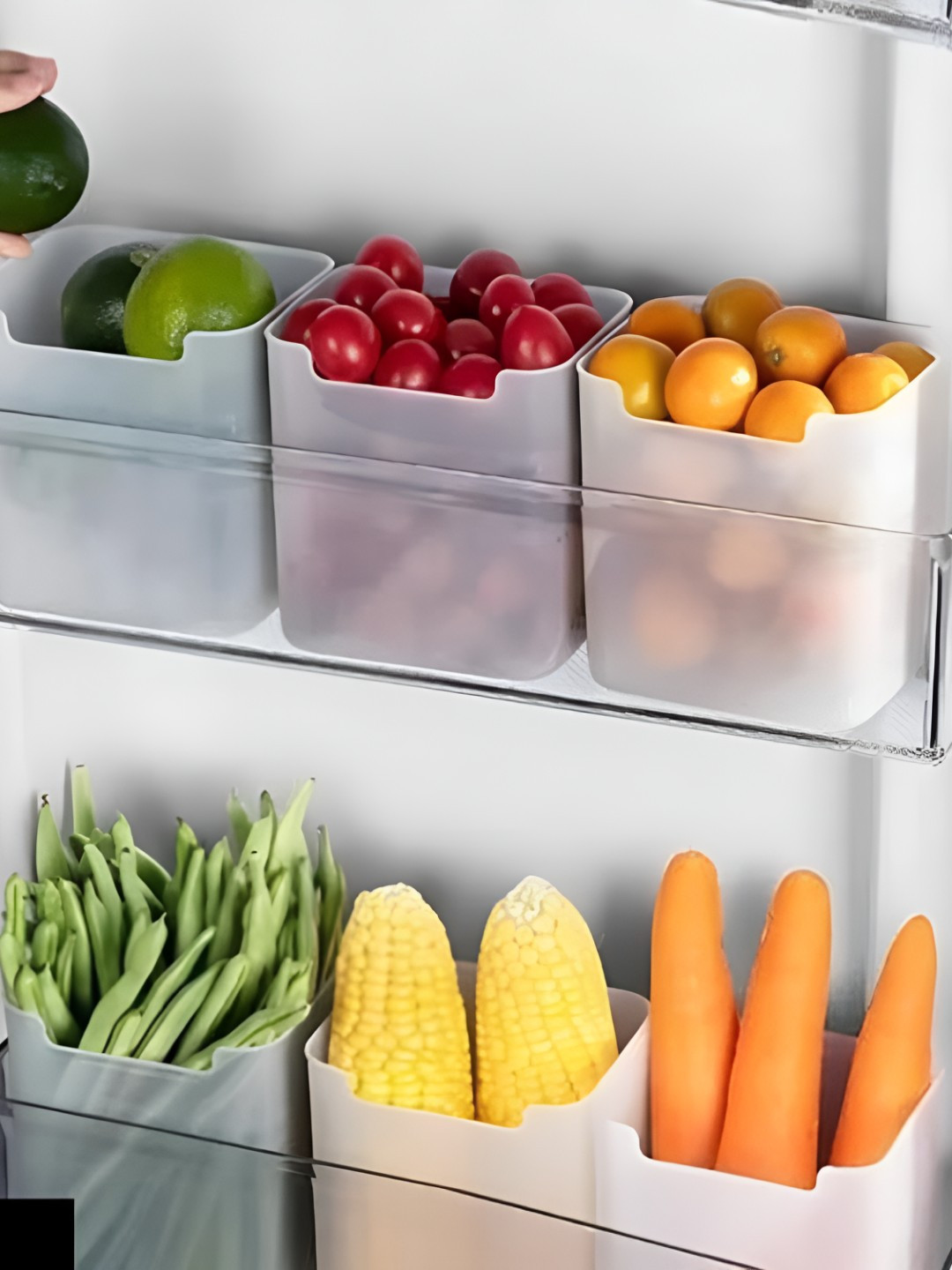 Myntra Elegant Homes Mh_Side Transparent Plastic Refrigerator Safe 6 Piece Clip-On Fridge Container-1L