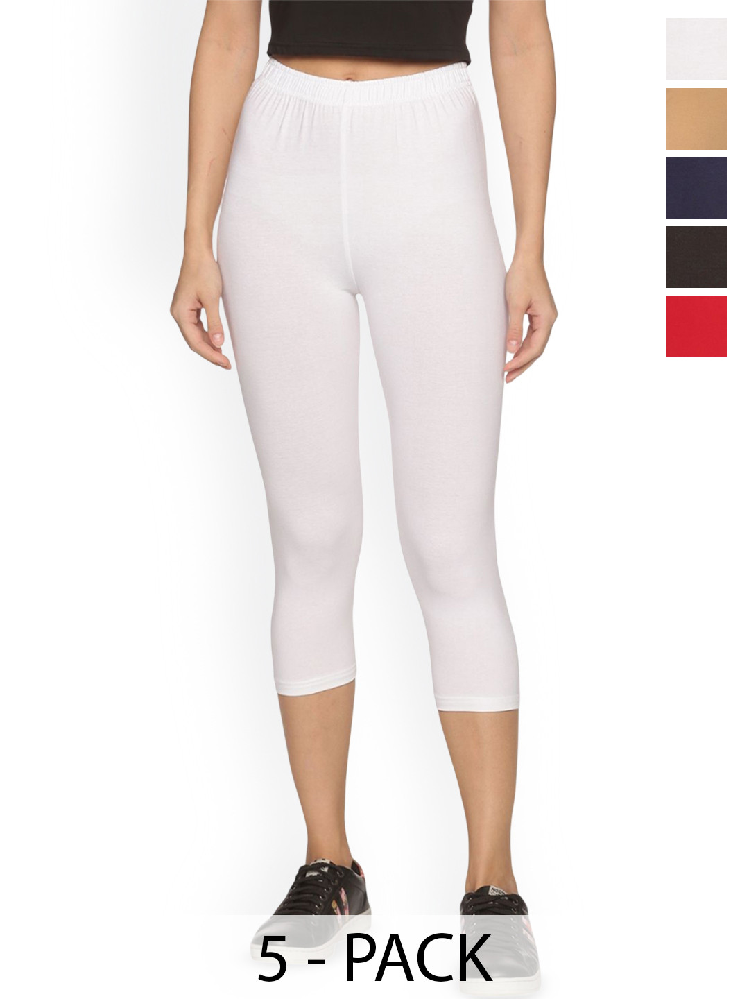 Outflits 5-Pcs Mid Rise Three-Fourth Length Leggings