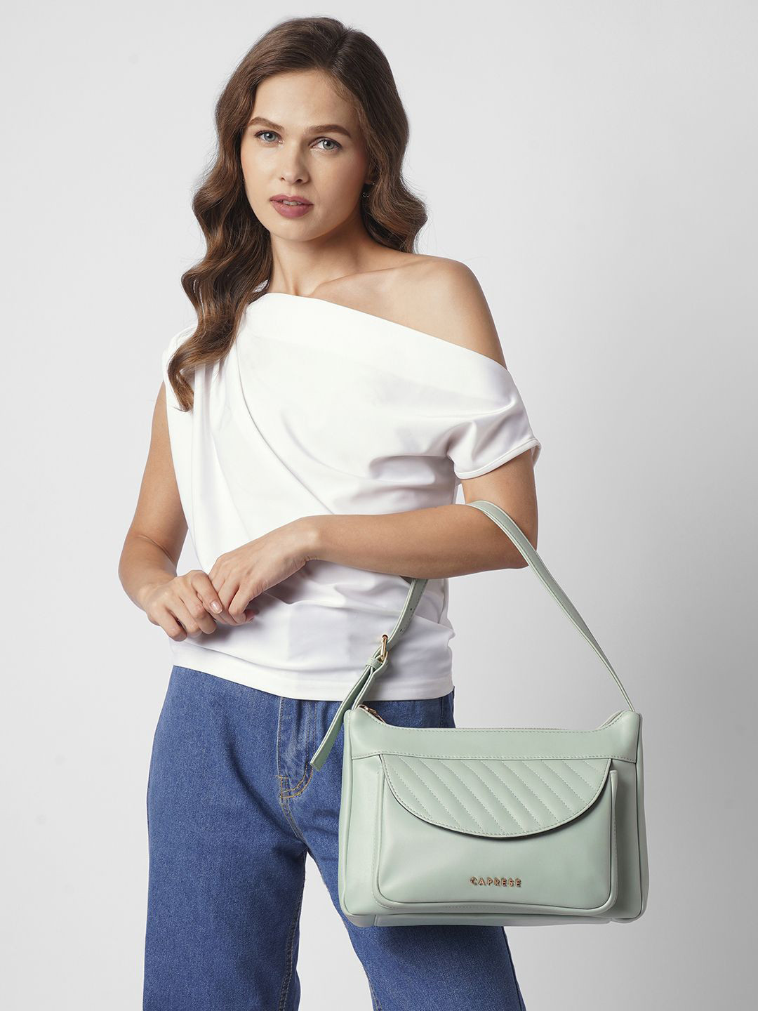 Caprese Jessica Women Green Medium Hobo Bag