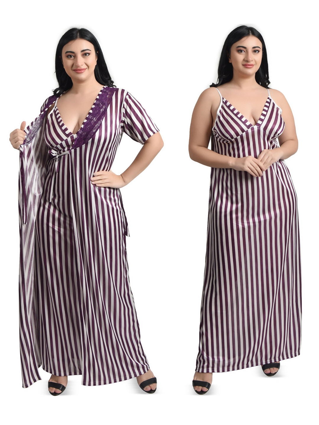 Embrave Women Embroidered Maxi Nightdress