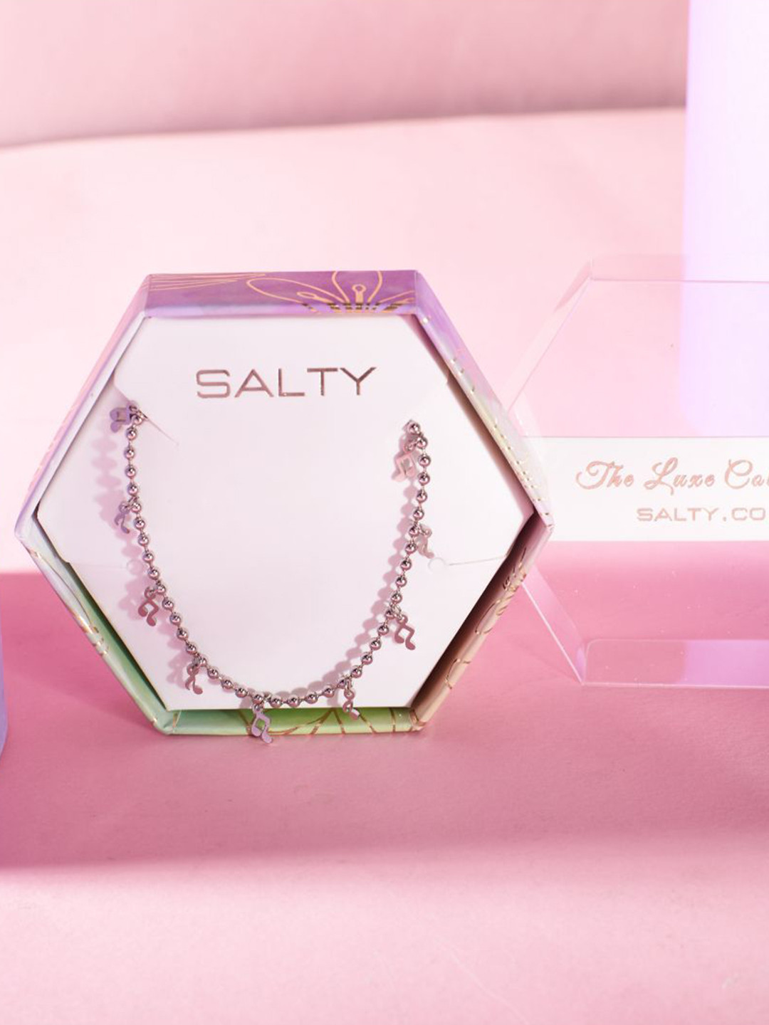 SALTY Pack of 2 Women Silver Leaf Charm Necklace